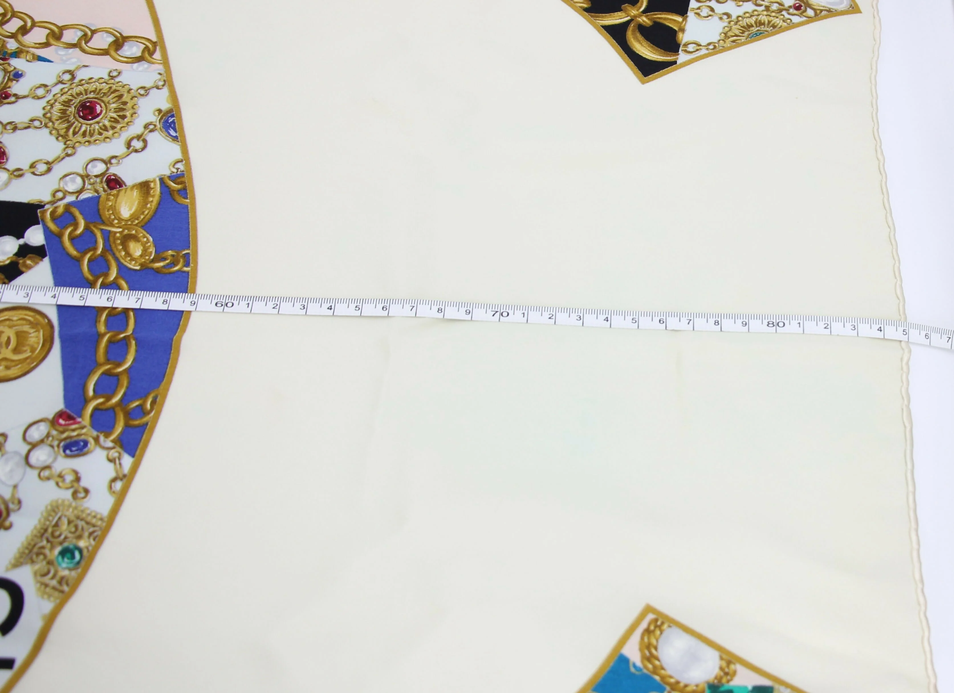 Chanel 100% Silk Beige Jewelry Pattern Scarf - Image 9