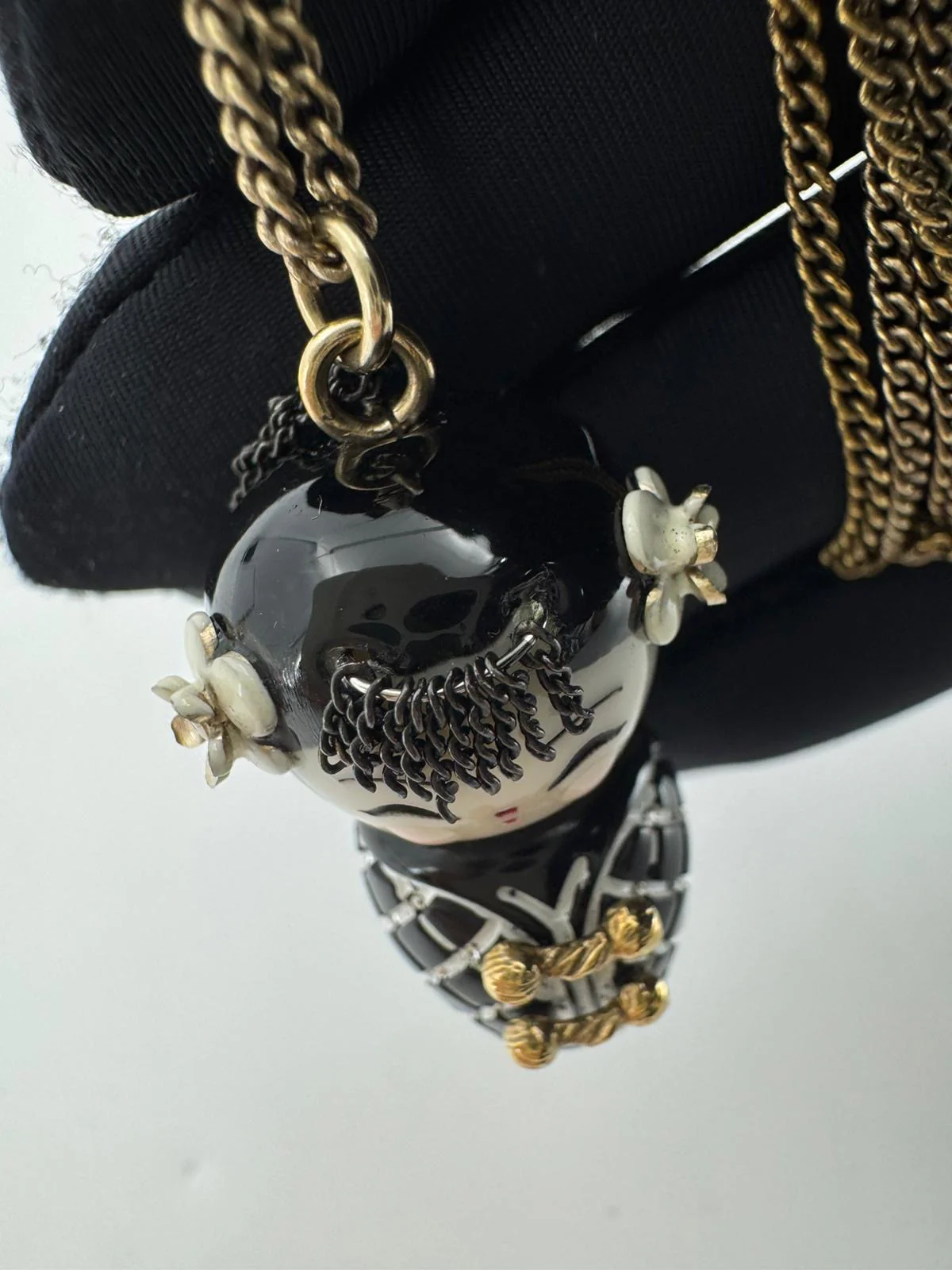 Chanel 10A Double C Acrylic Porcelain shanghai Doll Necklace - Image 11