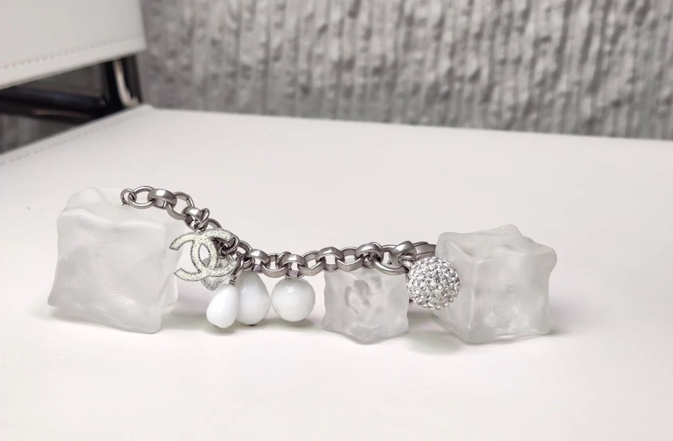 Chanel 10A Double C Ice Cube Pendant Multi-Element Keychain - Image 2