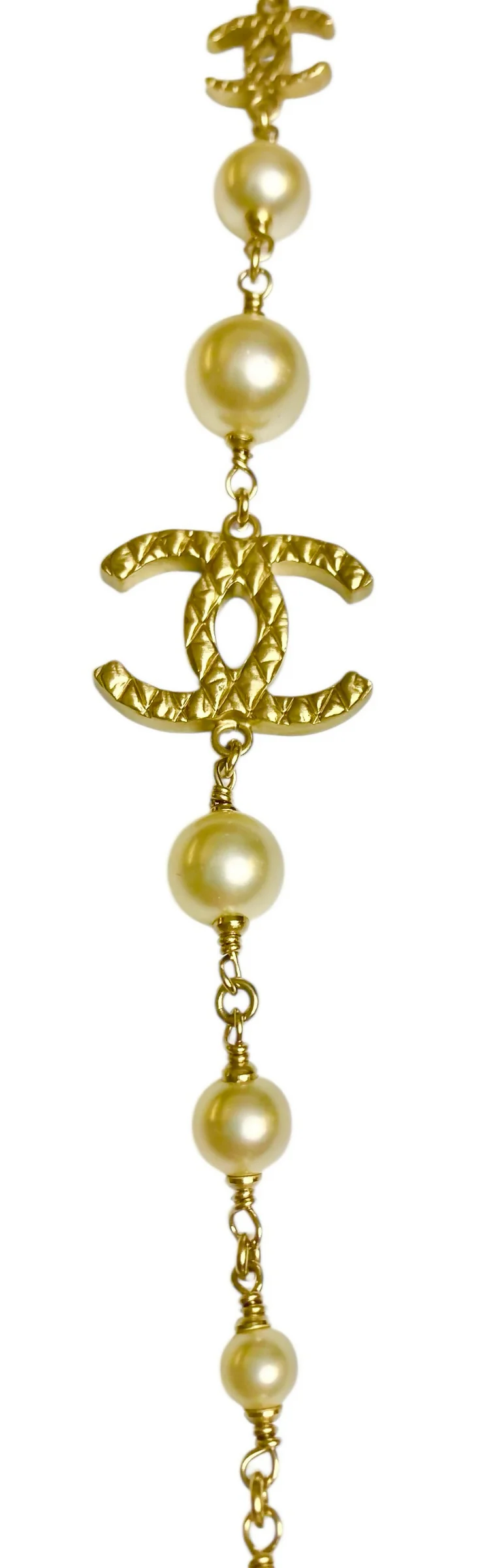 Chanel 10A Shanghai Extra Long 8 CC Logo Pearl Gold Strand Necklace - Image 7