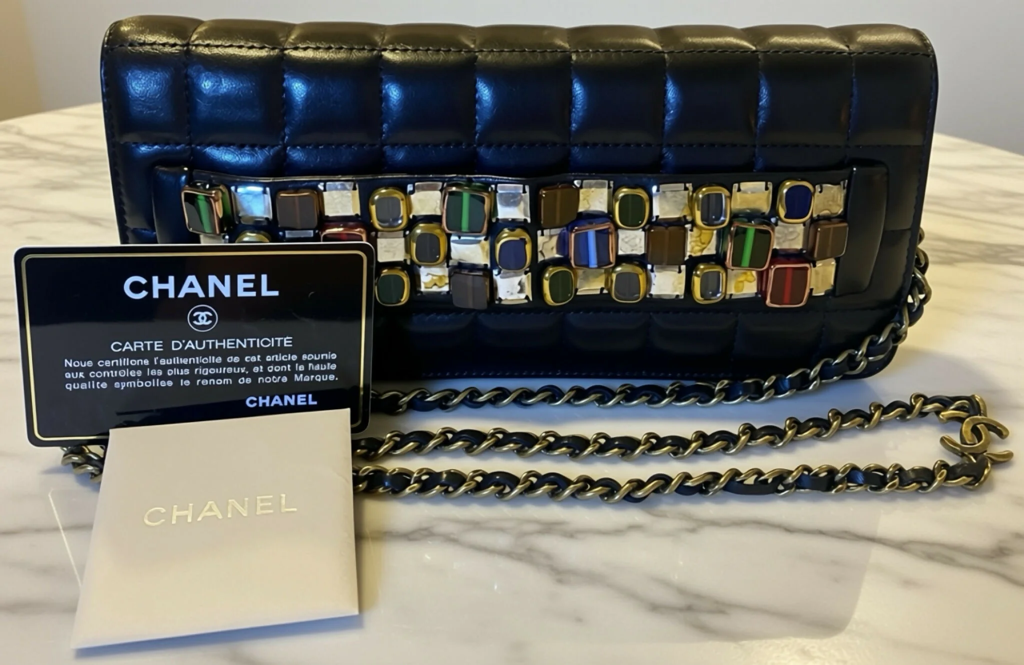 Chanel 11A Byzance Black Jewel Clutch Minaudière Handbag - Image 2