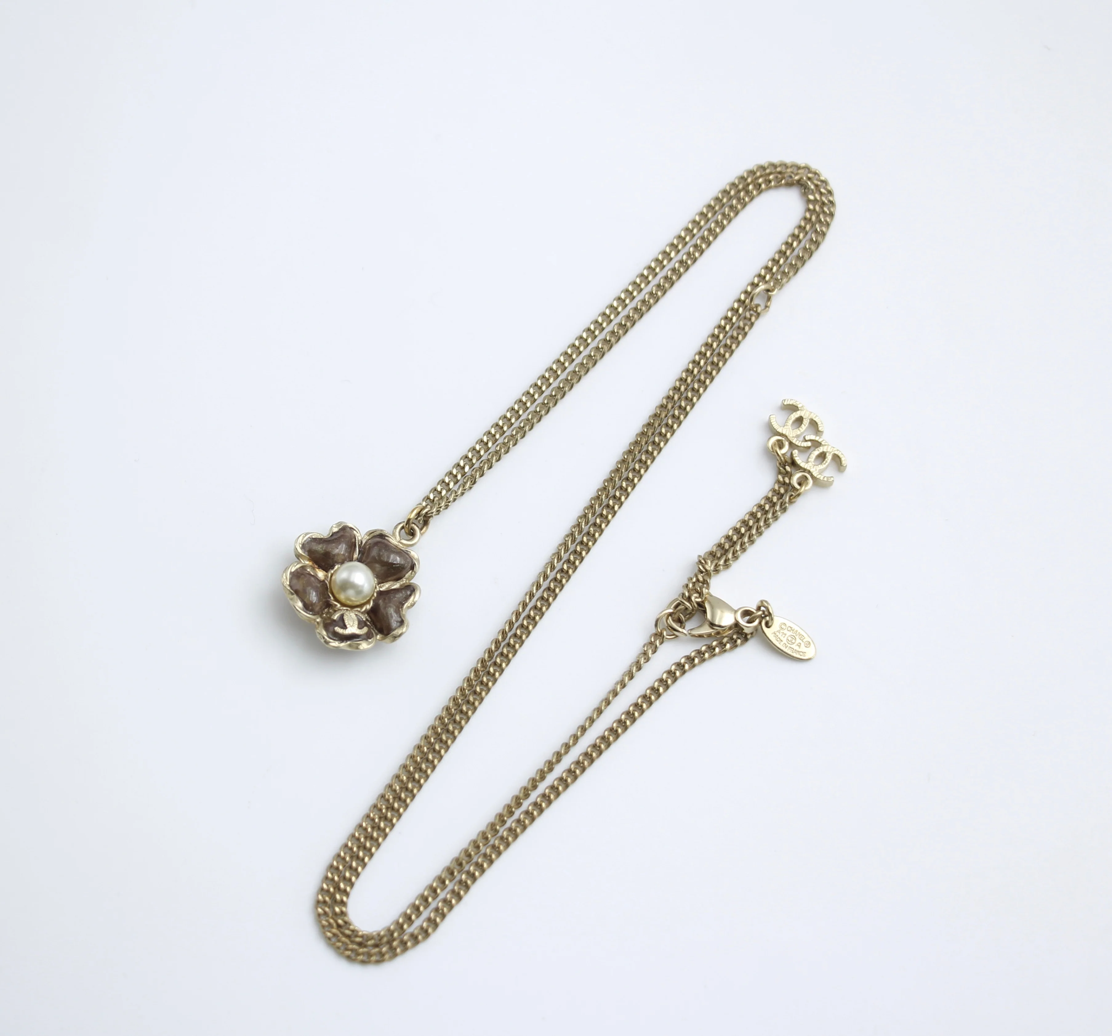 Chanel 11A Glazed Brown Five-Leaf Clover Two-Wear Necklace