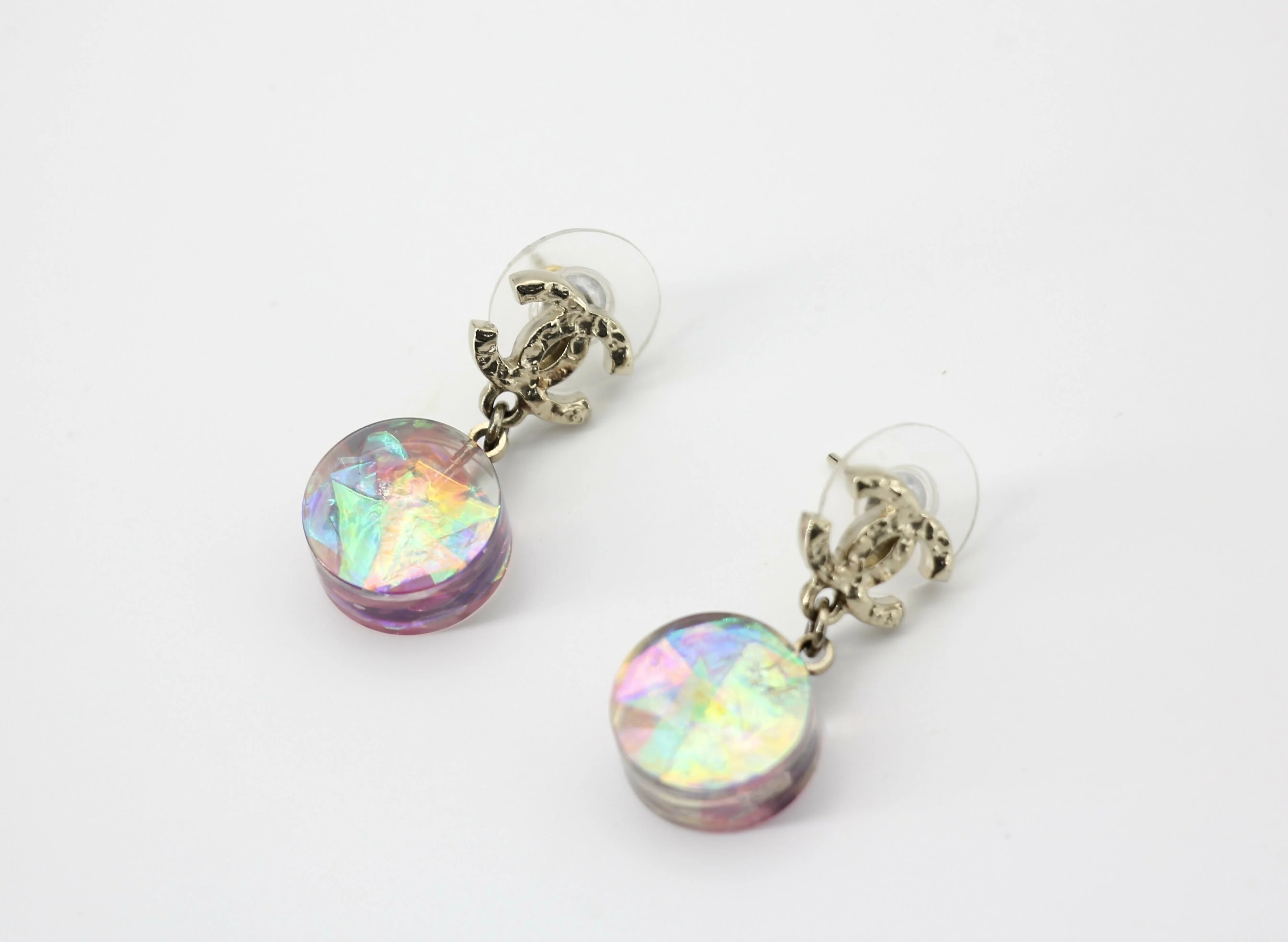 Chanel 12A Fantasy Purple Resin Round Dangle Clip-on Earrings