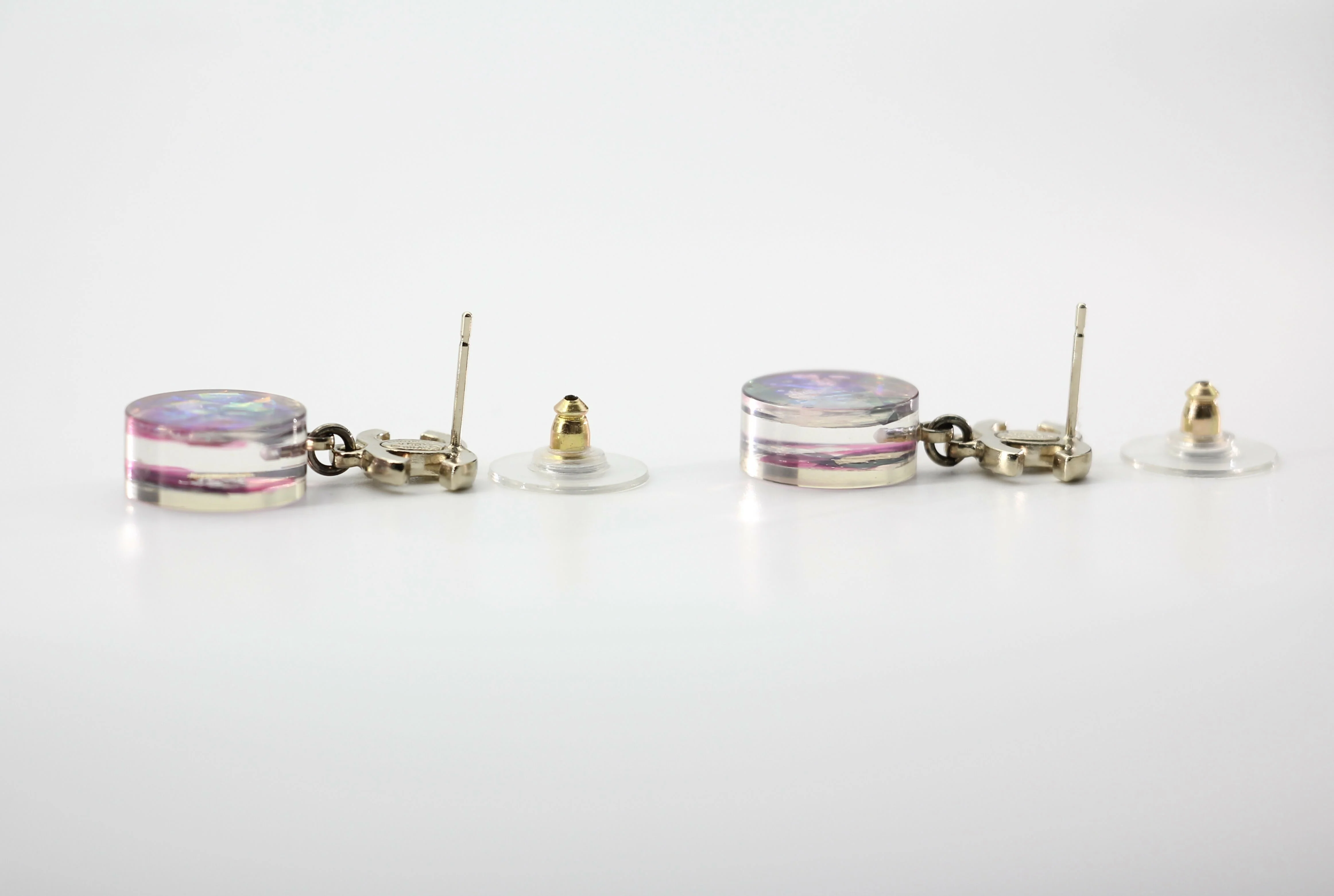 Chanel 12A Fantasy Purple Resin Round Dangle Clip-on Earrings - Image 6