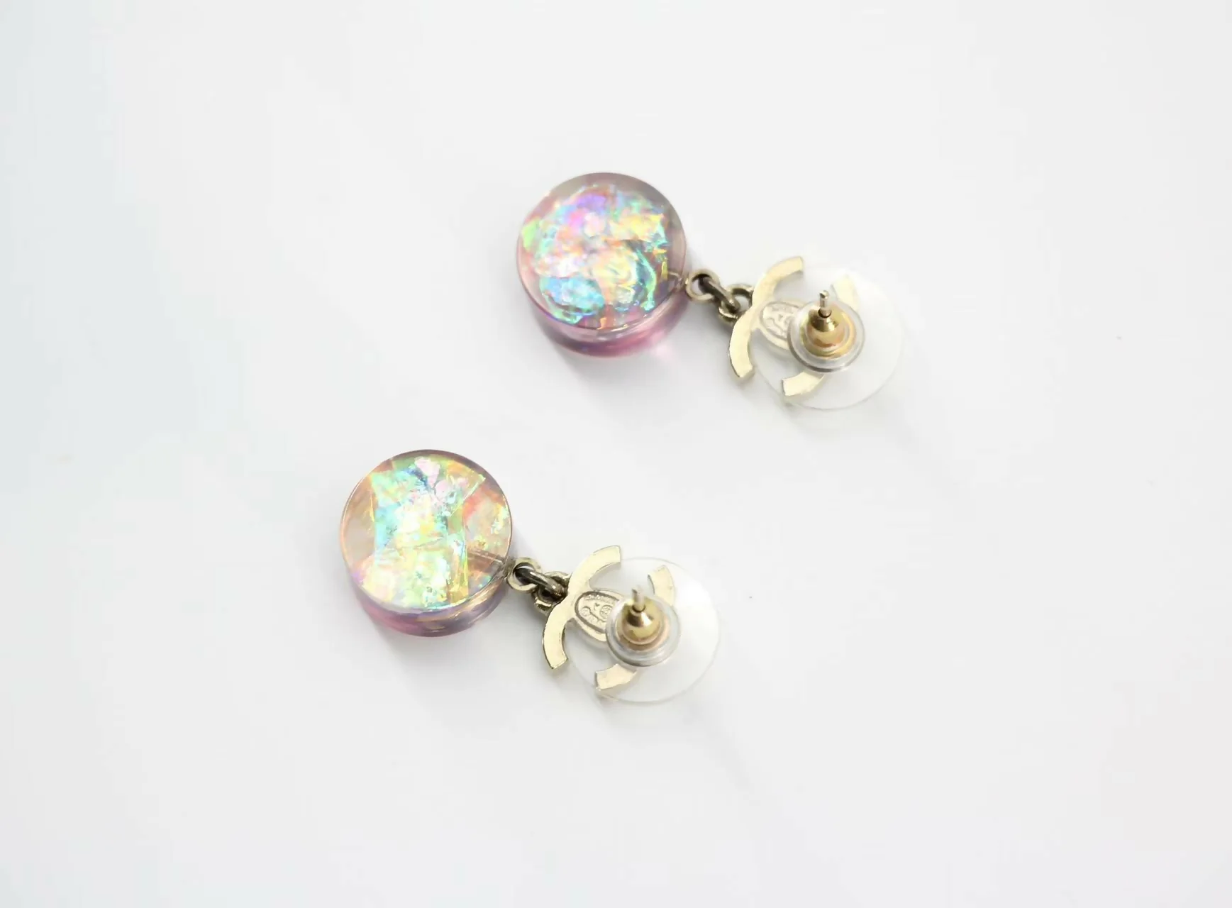 Chanel 12A Fantasy Purple Resin Round Dangle Clip-on Earrings - Image 8