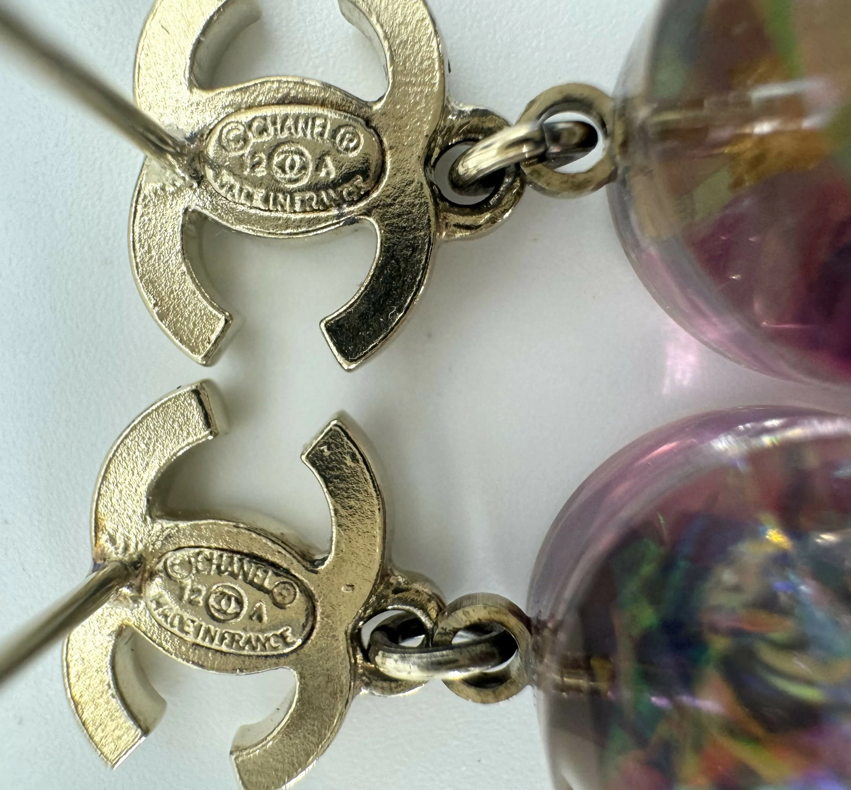 Chanel 12A Fantasy Purple Resin Round Dangle Clip-on Earrings - Image 9
