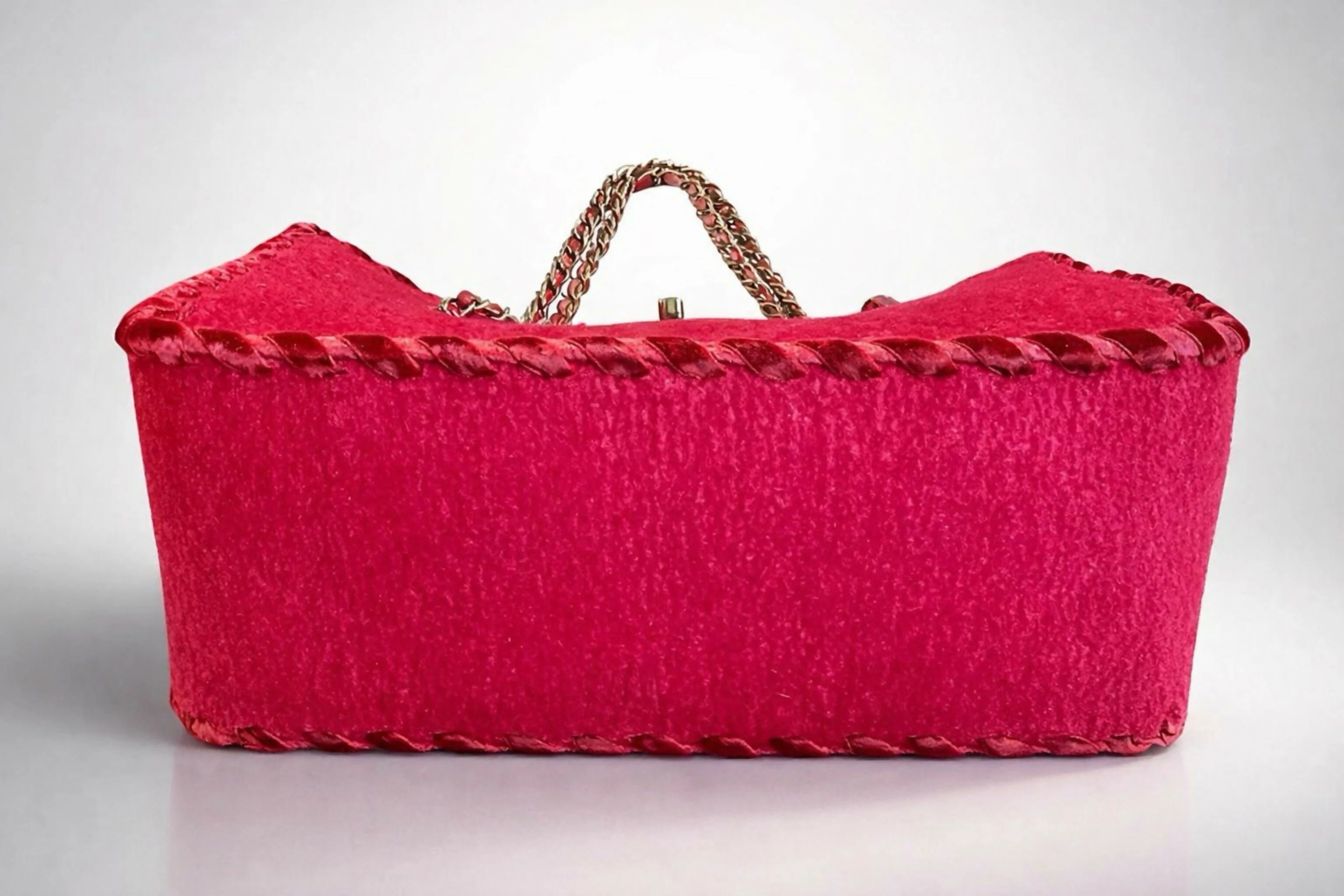 Chanel 13A Edinburgh Red Medium Felt Wool Quilted Timeless Shopping Tote Bag - Image 5