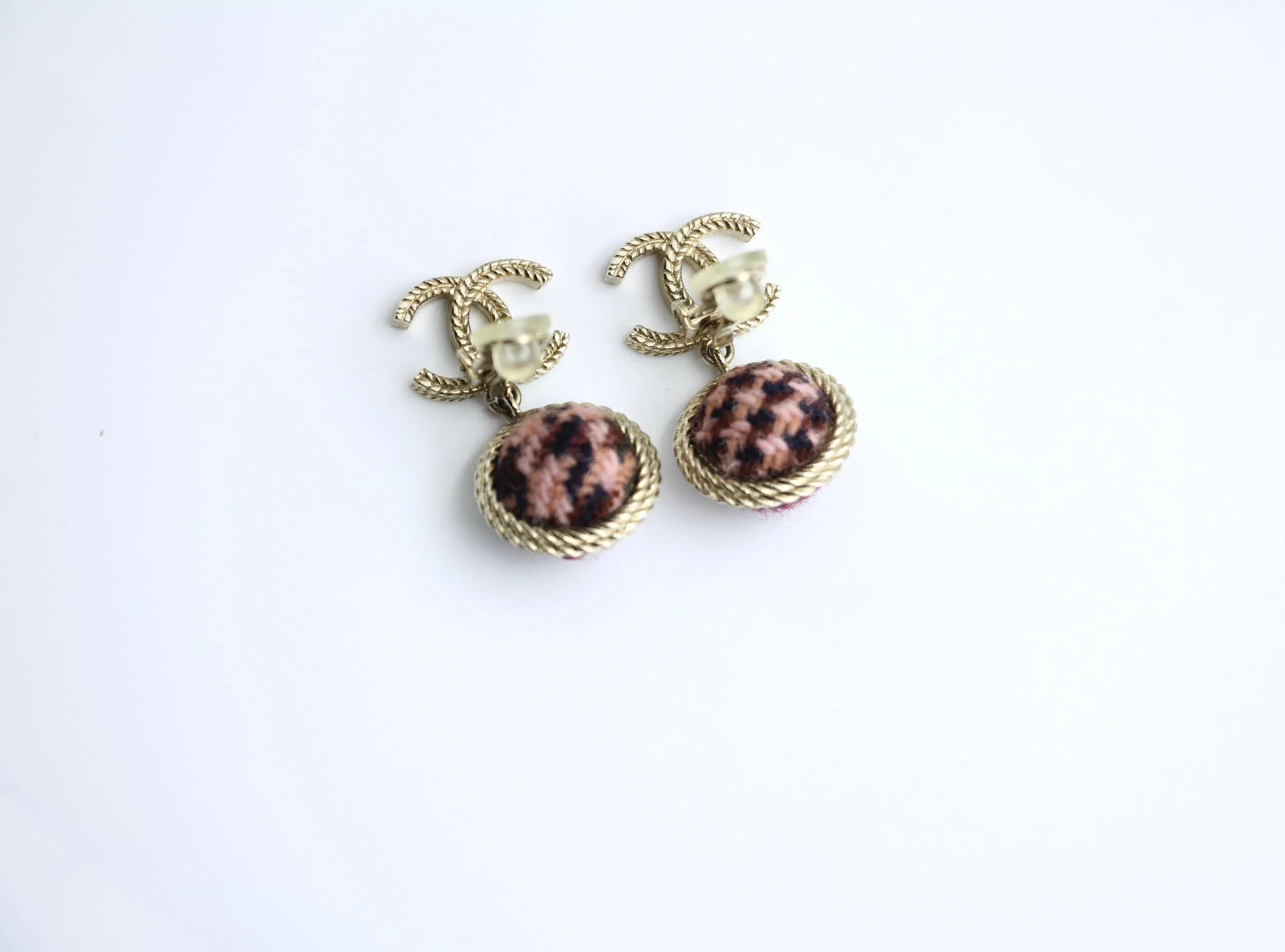 Chanel 13A Fabric Purple Bob Earrings - Image 3
