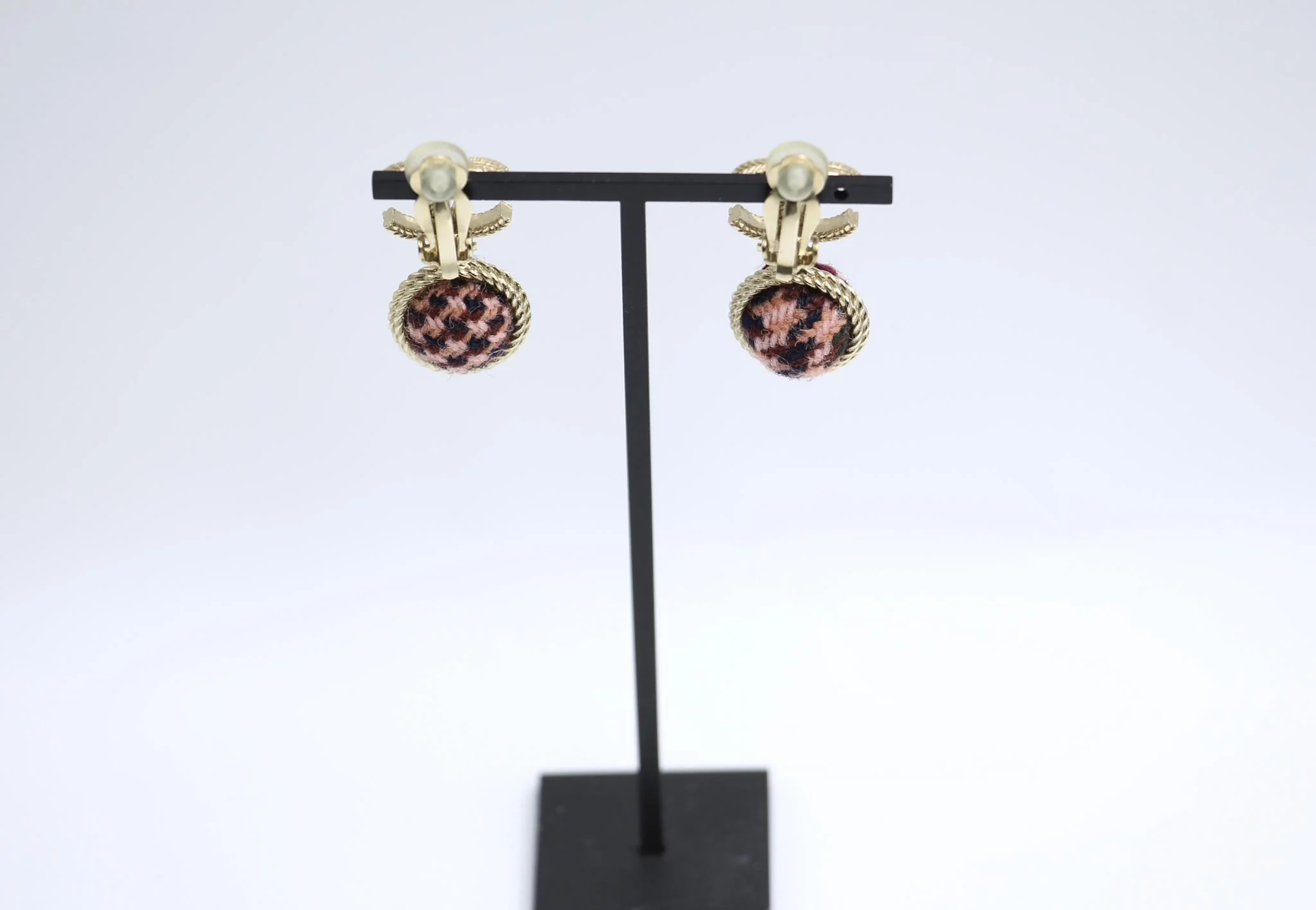 Chanel 13A Fabric Purple Bob Earrings - Image 5
