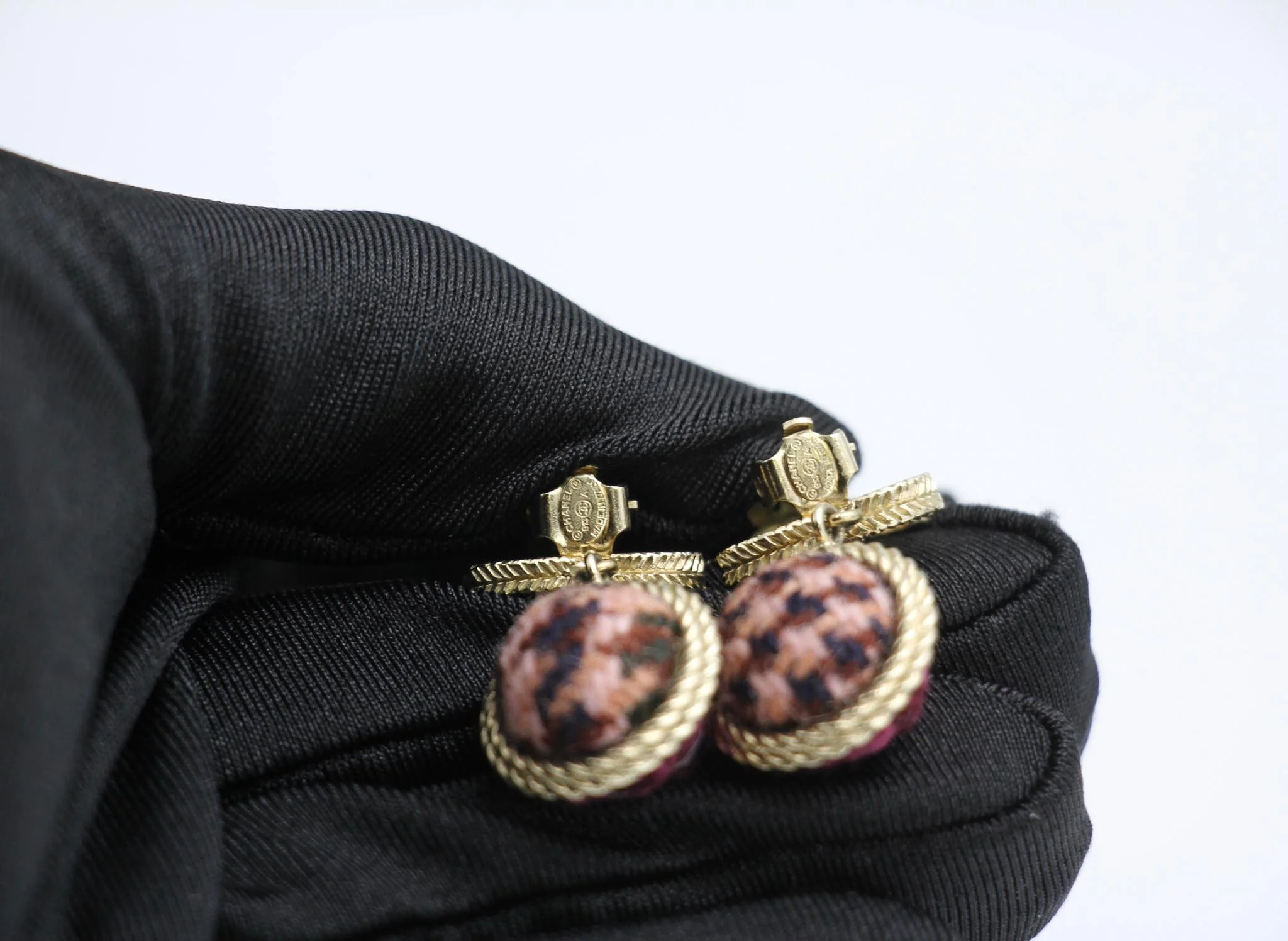 Chanel 13A Fabric Purple Bob Earrings - Image 6