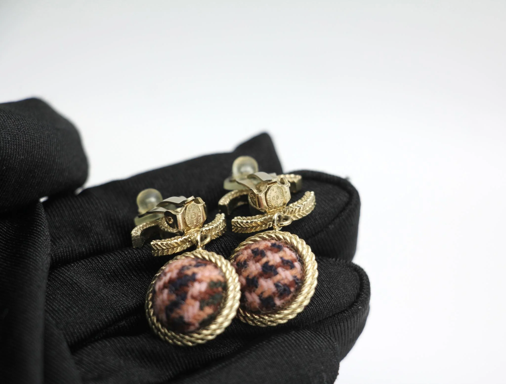 Chanel 13A Fabric Purple Bob Earrings - Image 8