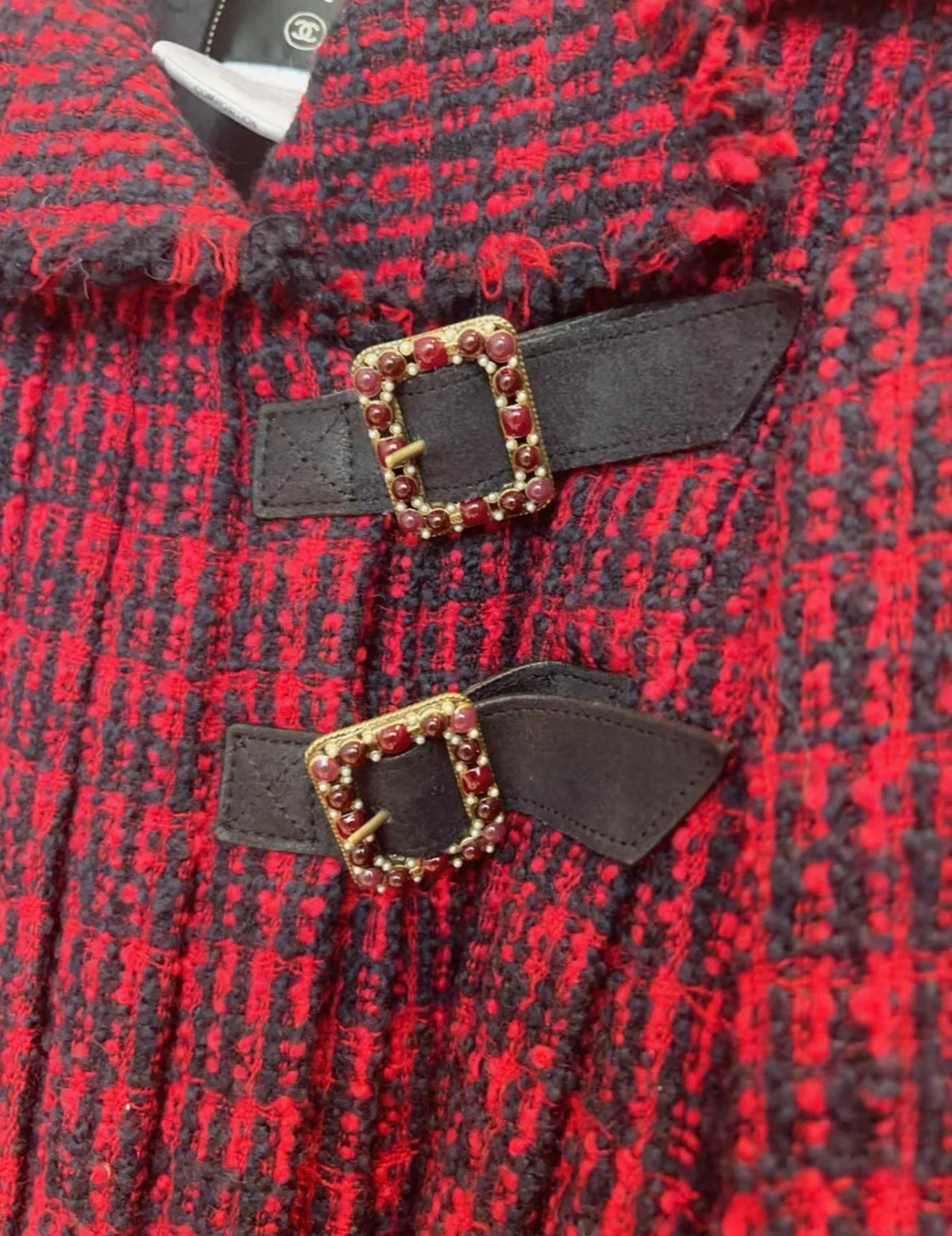 Chanel 13A Métiers d'Art Edinburgh Collection Red Wool British Plaid Coat - Image 6