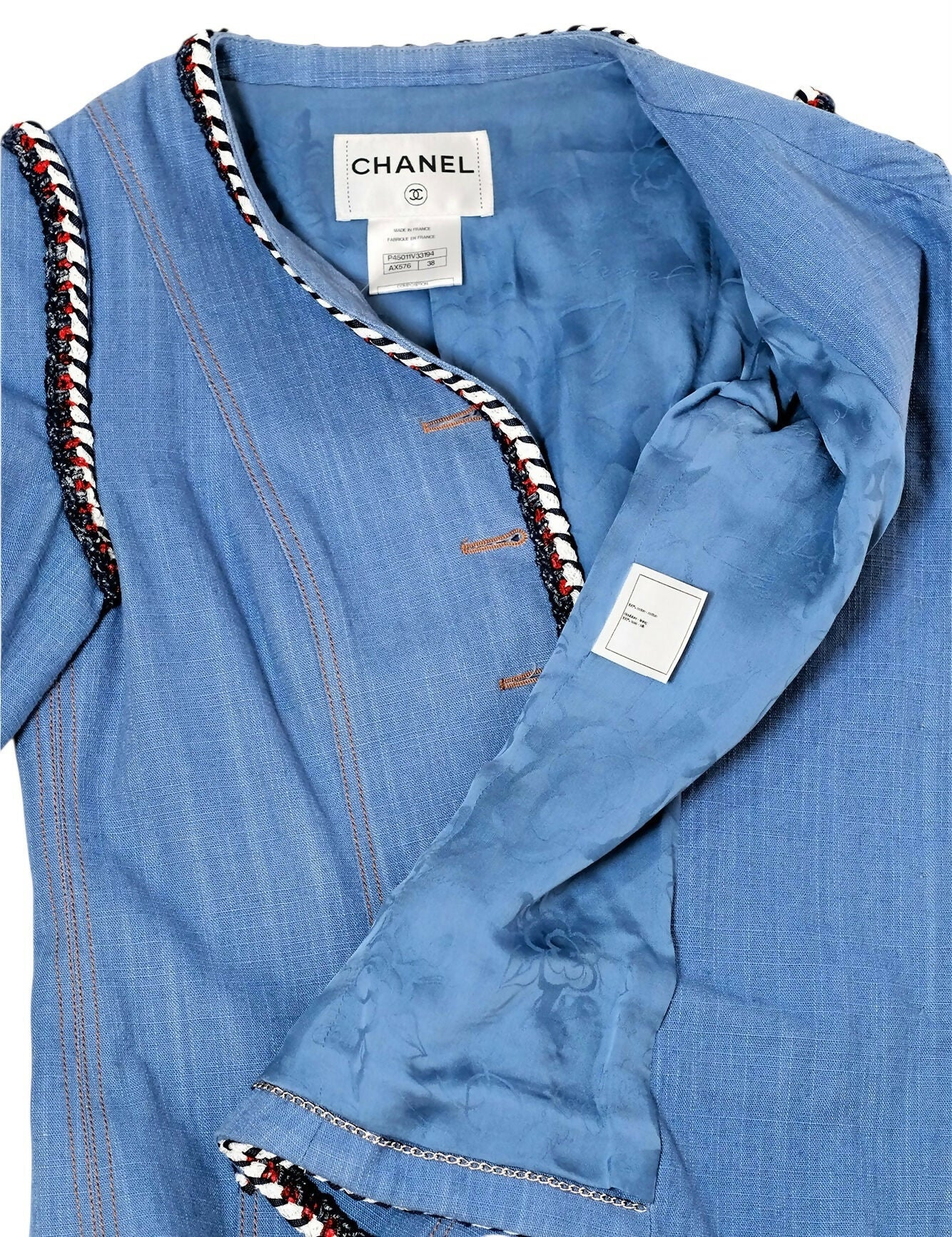 Chanel 13C Paris-Versailles Runway Blue Denim Braided Trim Jacket FR 38 - Image 6