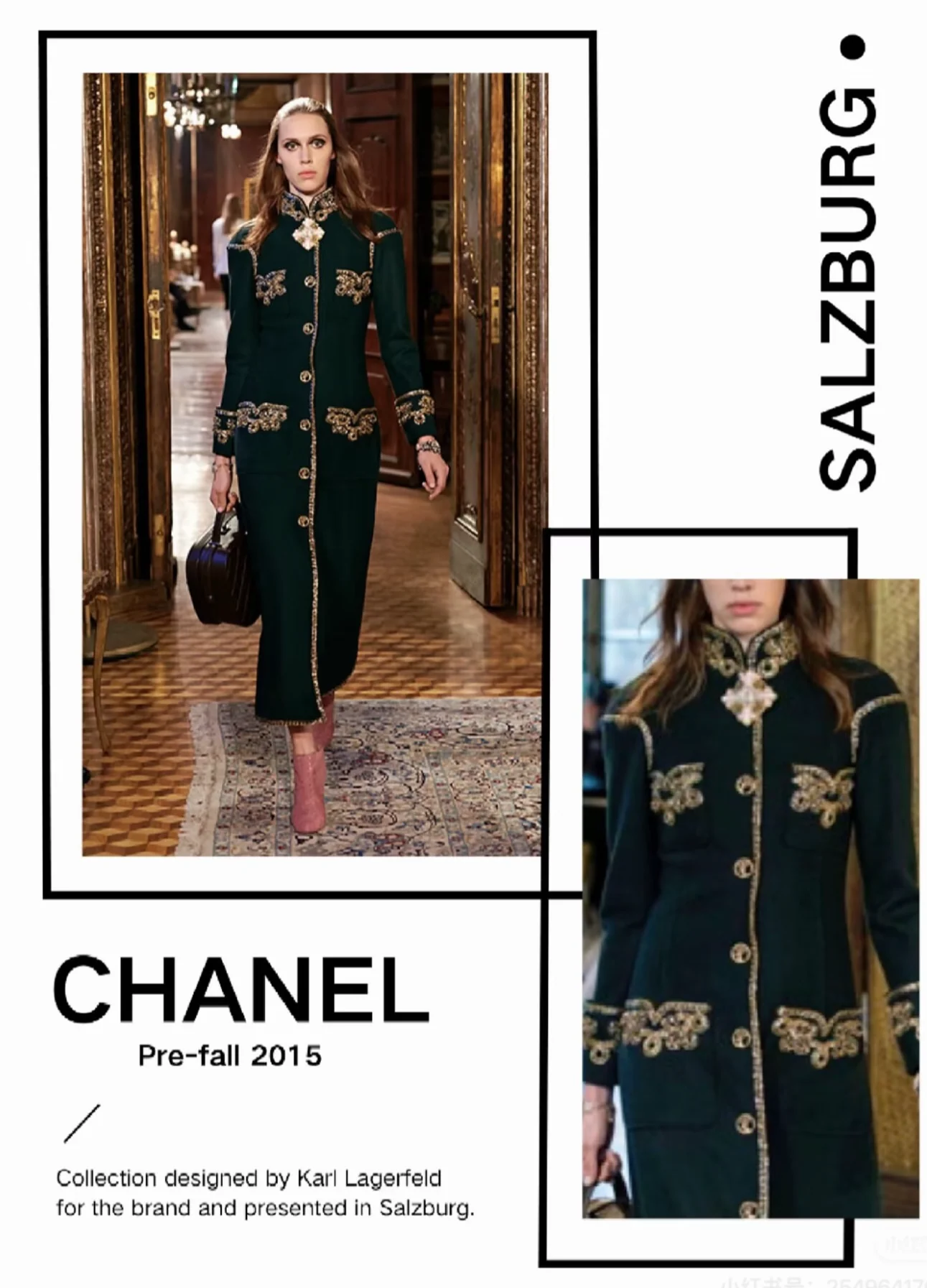 Chanel 15a Salzburg military green embroidered coat, size FR42 - Image 6