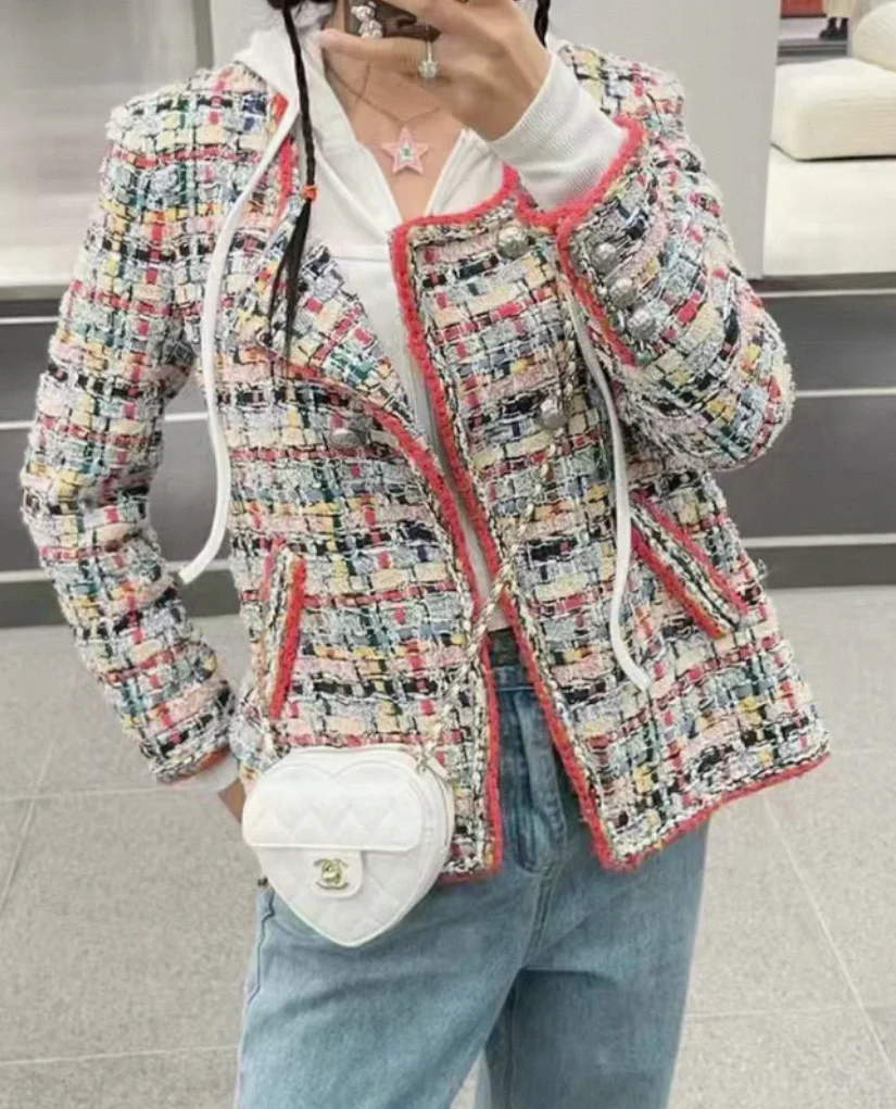 Chanel 15P Orange-Red Colorful Tweed jacket F36 - Image 4
