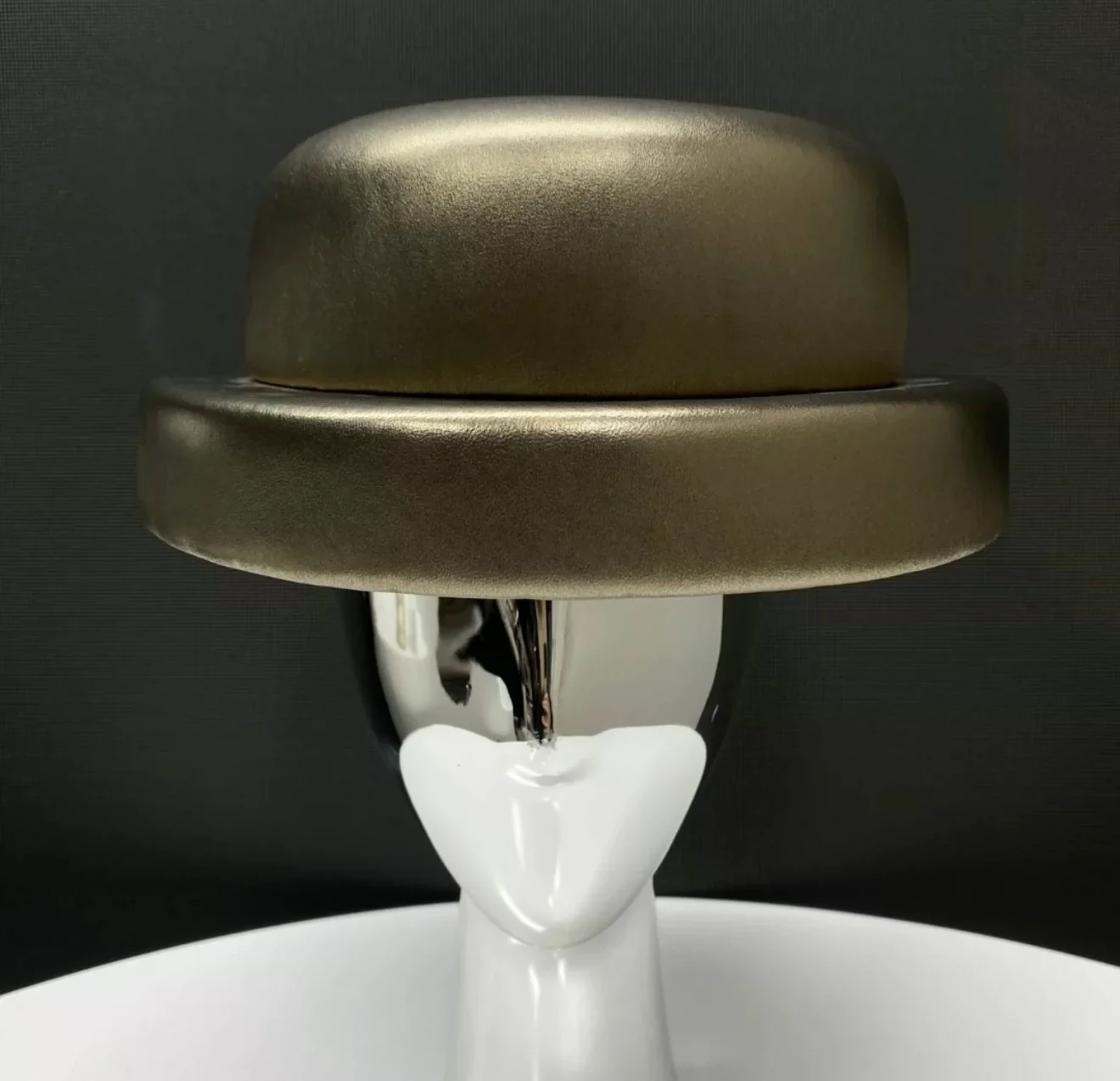 Chanel 16k Golden Metallic Lambskin Boater Hat