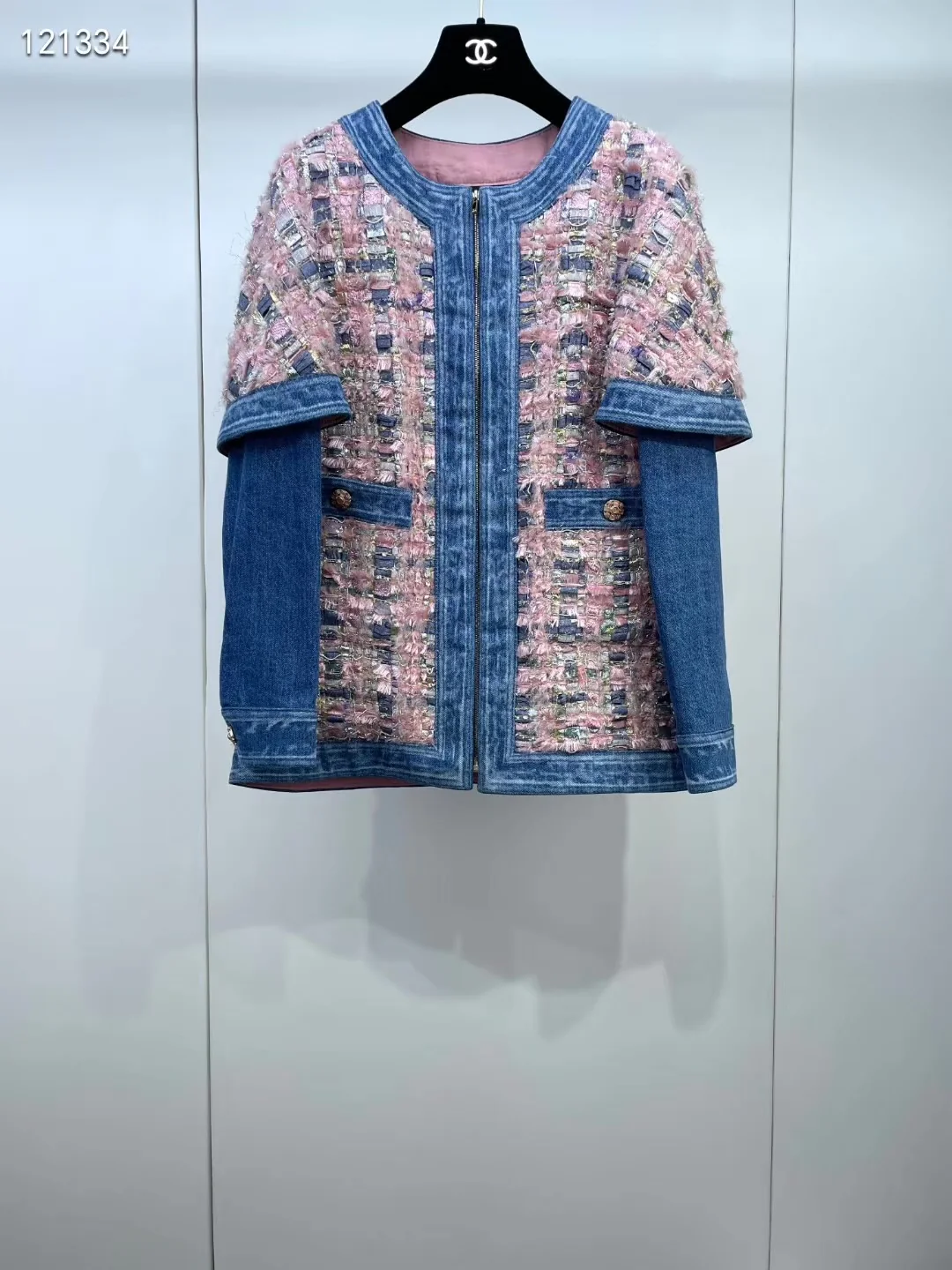 Chanel 16k Pink Tweed & Blue Denim Jacket