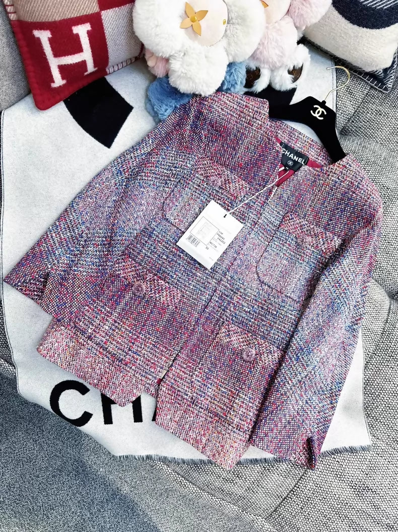 Chanel 17 Pink-Purple Gradient tweed Jacket - Image 7