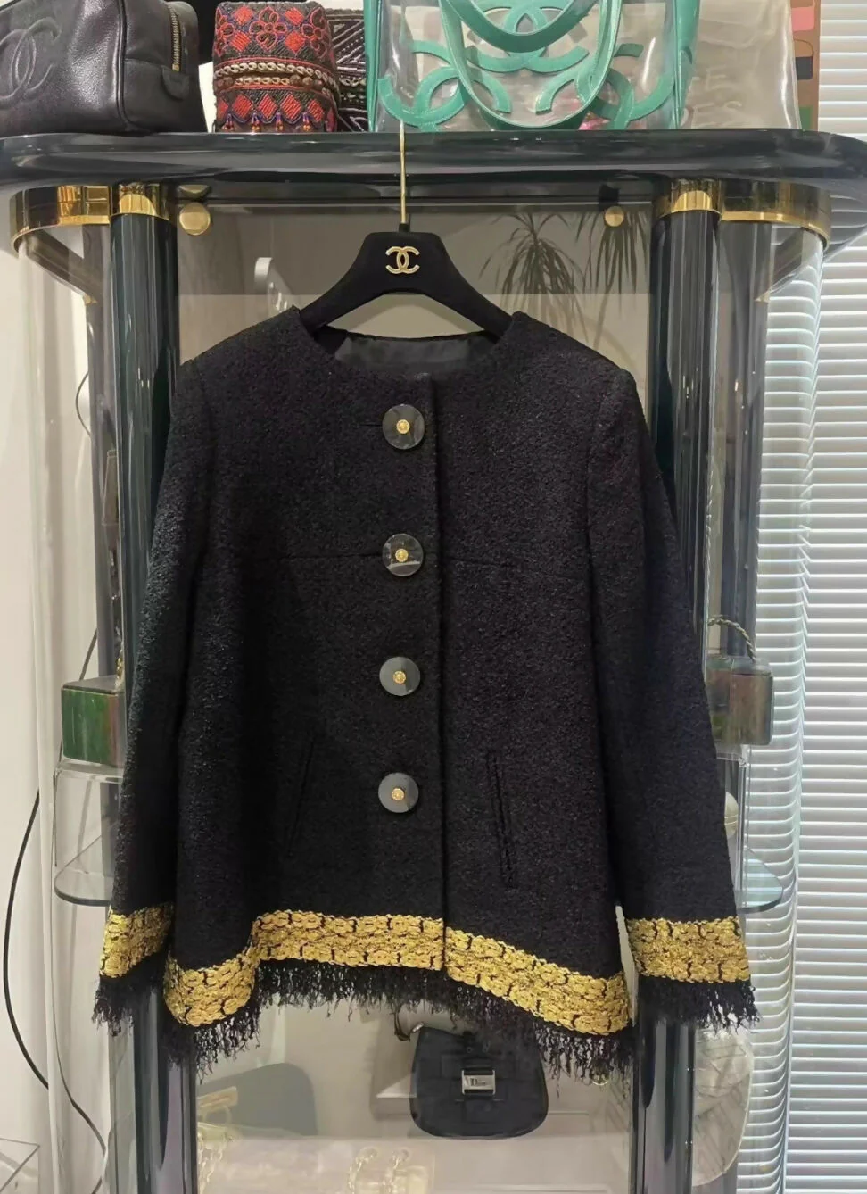 Chanel 17A Black and Gold tweed Jacket