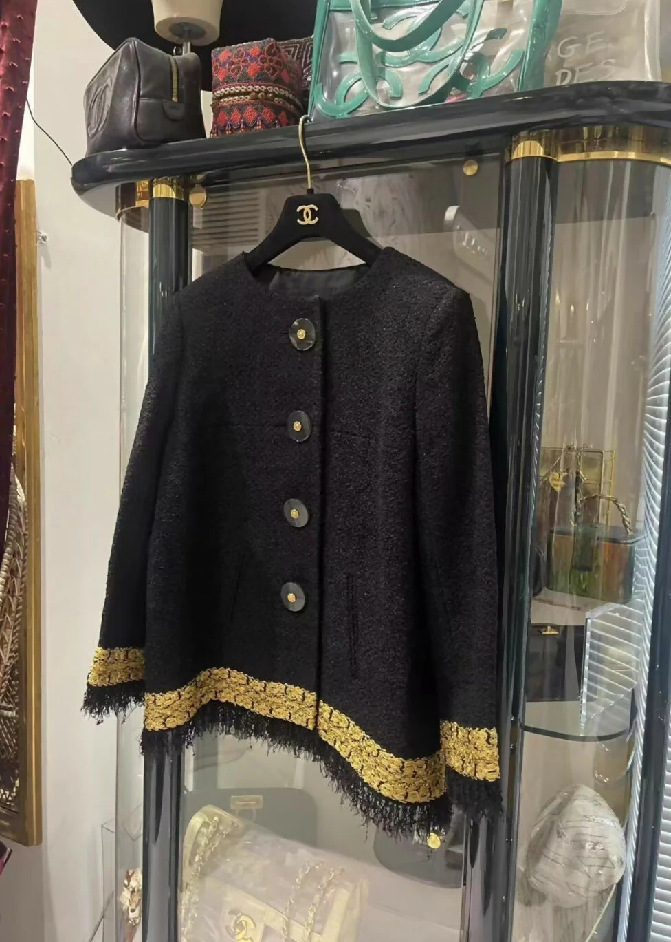 Chanel 17A Black and Gold tweed Jacket - Image 2