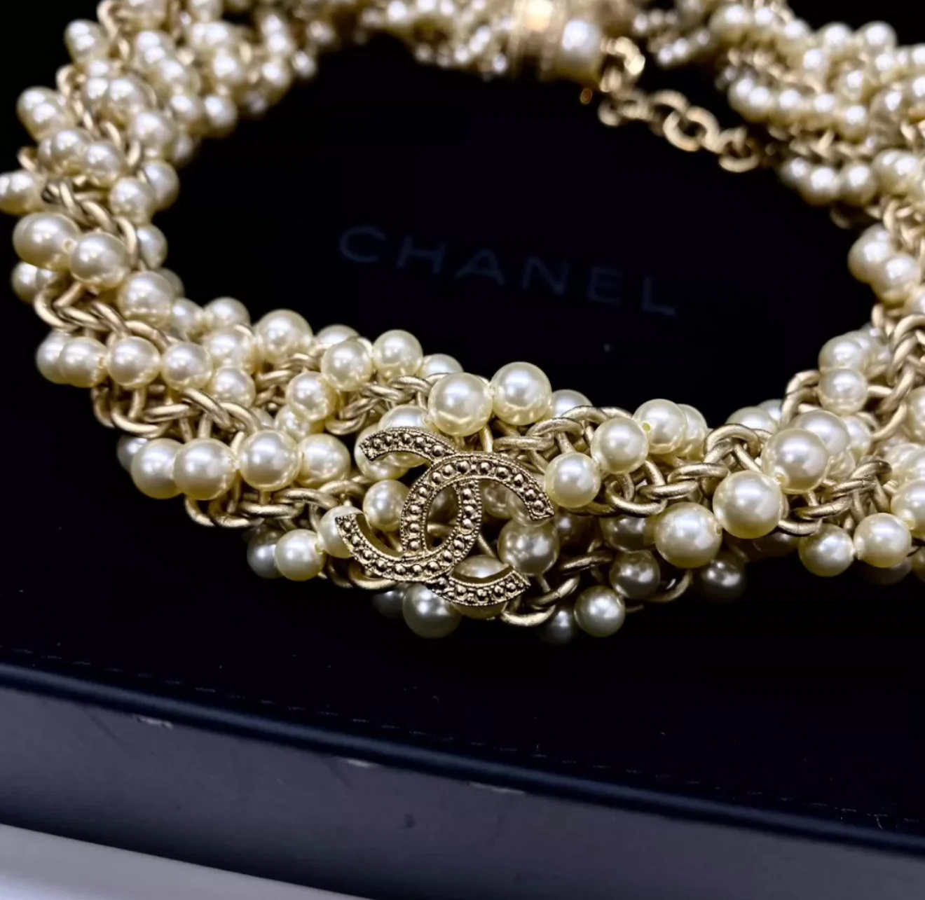 Chanel 17A Multi-Layer Pearl Choker Necklace - Image 2