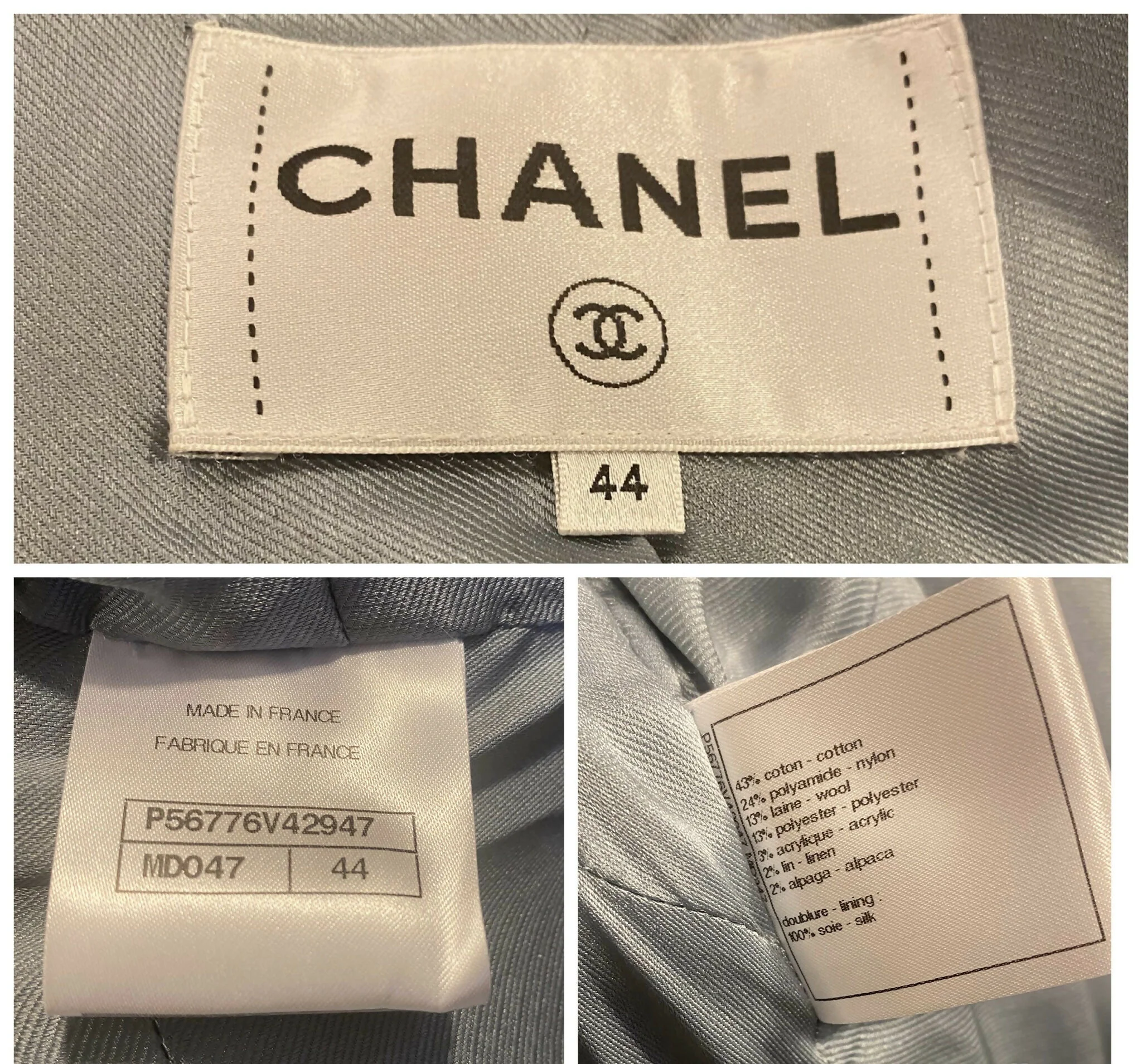 Chanel 17A Paris-Cosmopolite Blue Fantasy Tweed Fringe Jacket FR 44 - Image 10