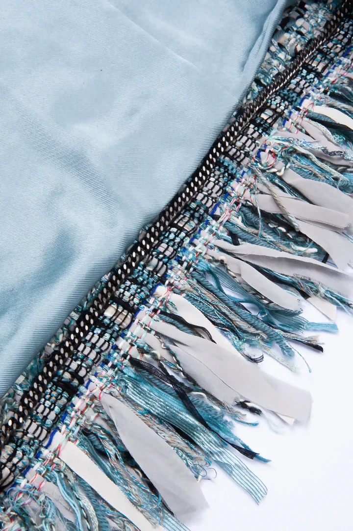 Chanel 17A Paris-Cosmopolite Blue Fantasy Tweed Fringe Jacket FR 44 - Image 6