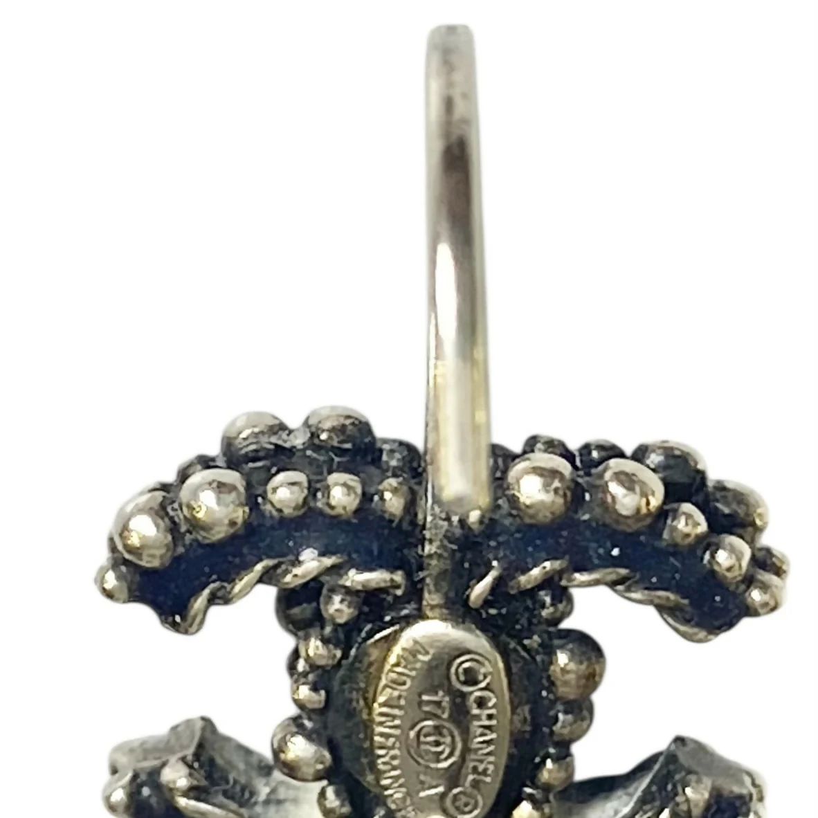 Chanel 17A Ritz Cosmopolite CC Key Dangle Drop Silver Pierced Earrings - Image 6