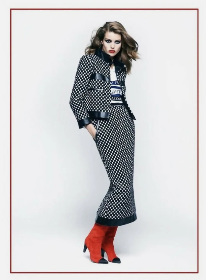 Chanel 17B Metropolitan Checker Sequin Leather Trim Zip Up Jacket FR 42 - Image 2