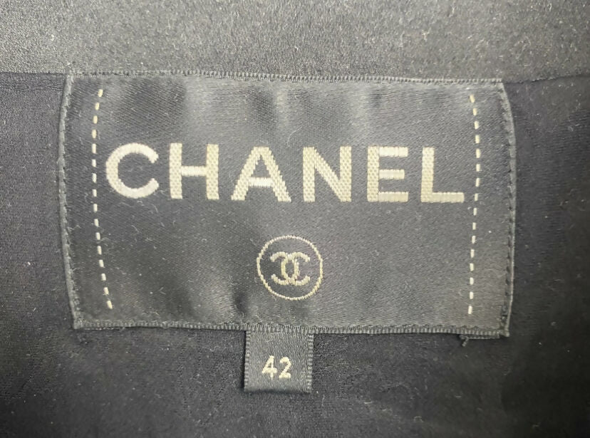 Chanel 17B Metropolitan Checker Sequin Leather Trim Zip Up Jacket FR 42 - Image 9