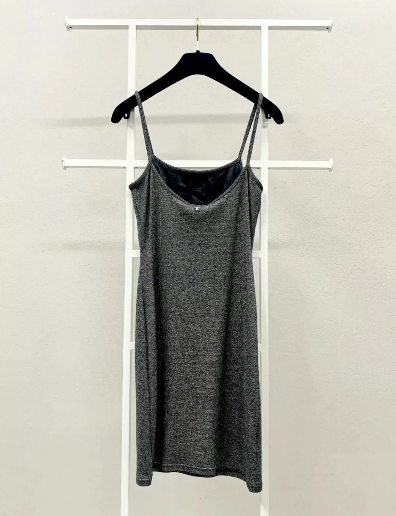 Chanel 17P Black & Silver Iridescent Jersey Dress - Image 2
