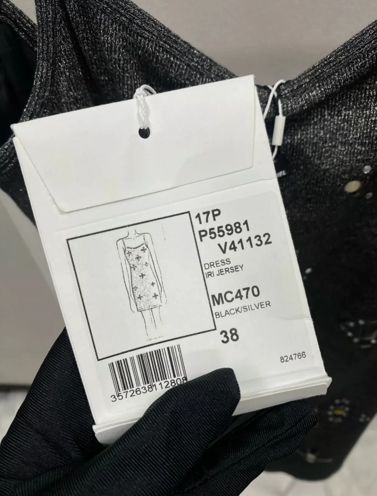 Chanel 17P Black & Silver Iridescent Jersey Dress - Image 3
