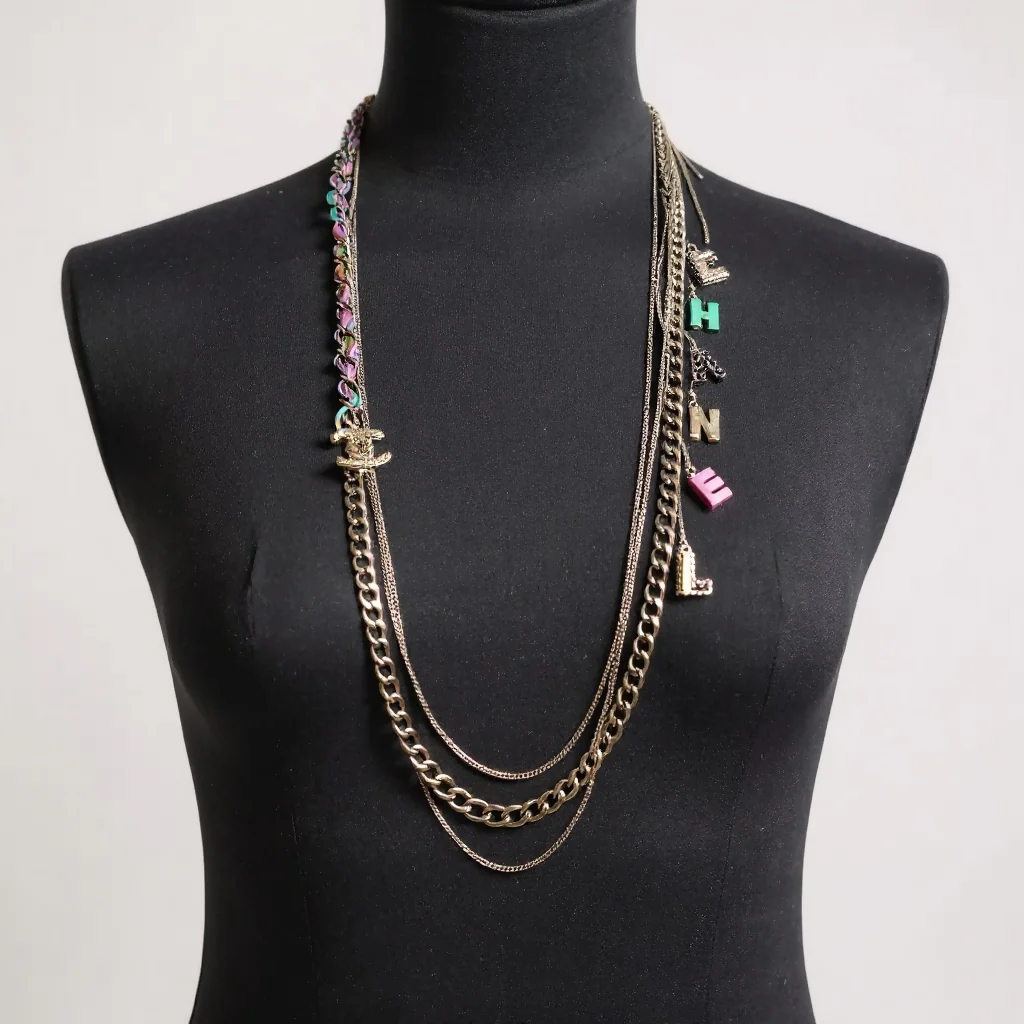 Chanel 17P Charms & Chains Letters Multicolor Necklace Belt - Image 6