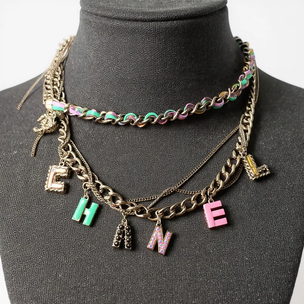 Chanel 17P Charms & Chains Letters Multicolor Necklace Belt - Image 7