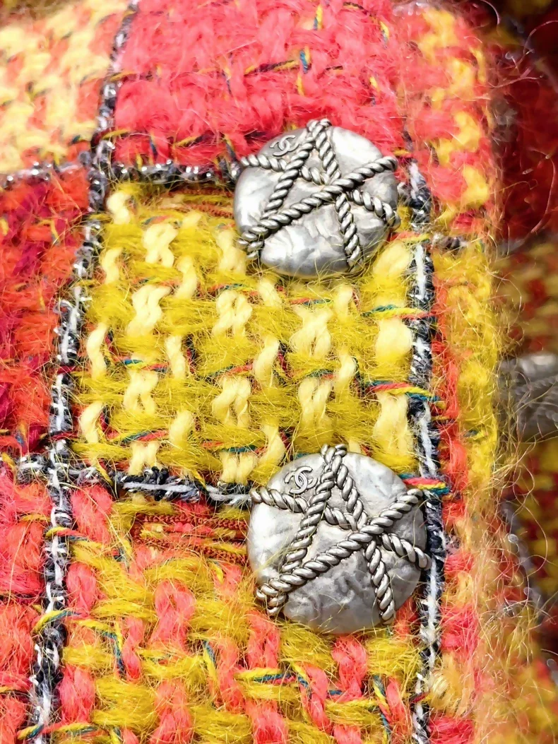 Chanel 18 Orange yellow tweed long coat - Image 3