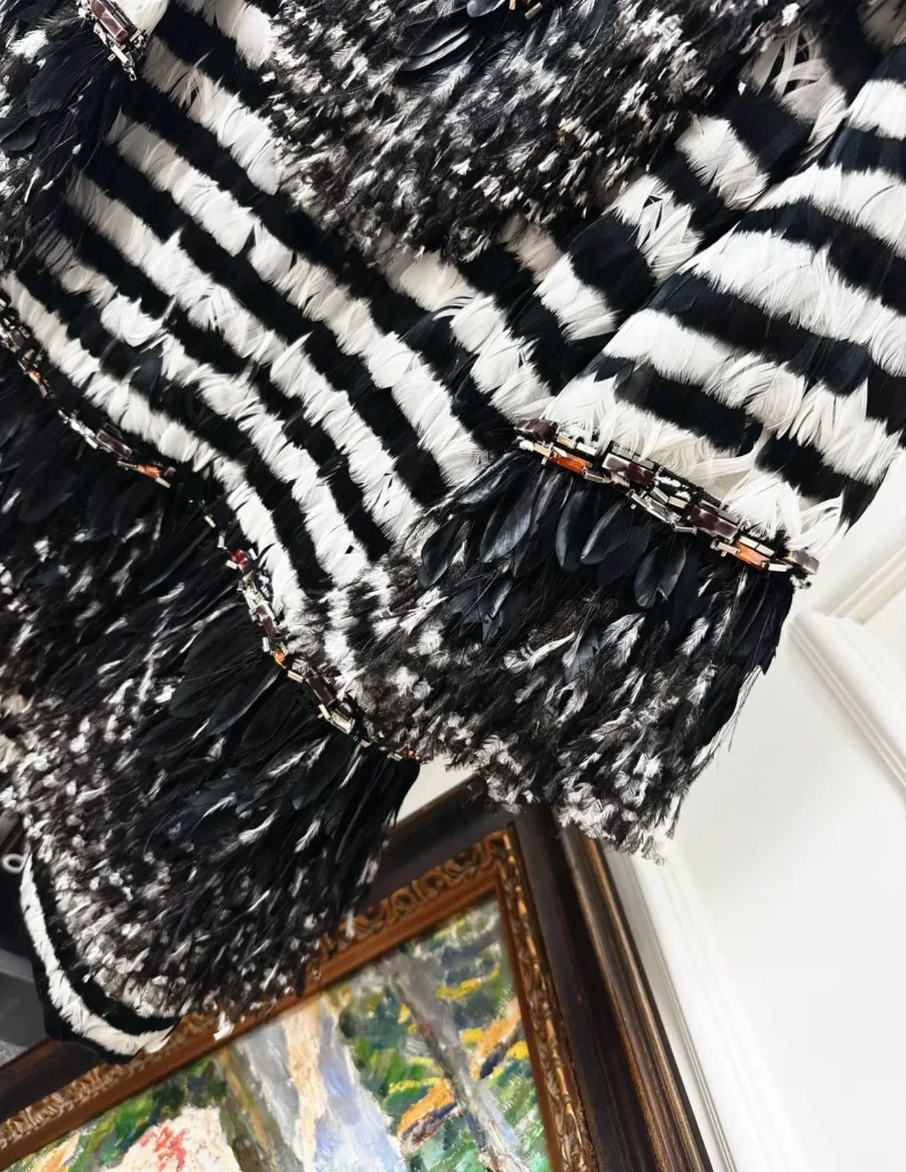 Chanel 18A black and white feather couture dress - Image 3