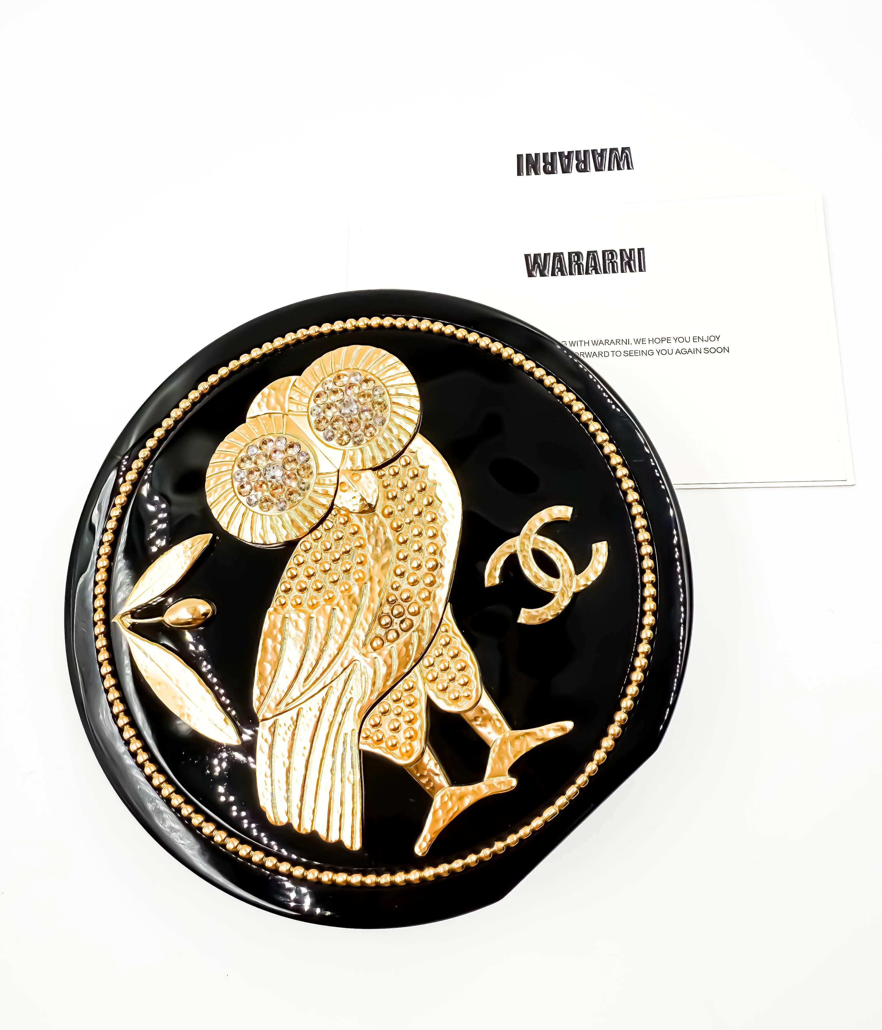 Chanel 18C Black Plexiglass & Gold Owl Gold-Tone Hardware Minaudière - Image 3