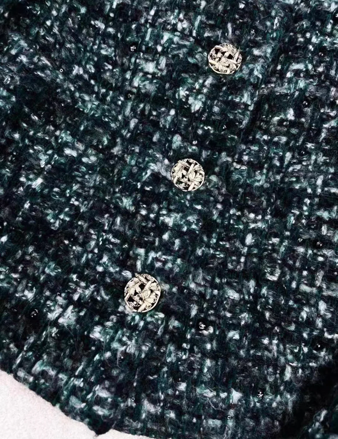 Chanel 18FW Dark Green Tweed Jacket size 36 - Image 3
