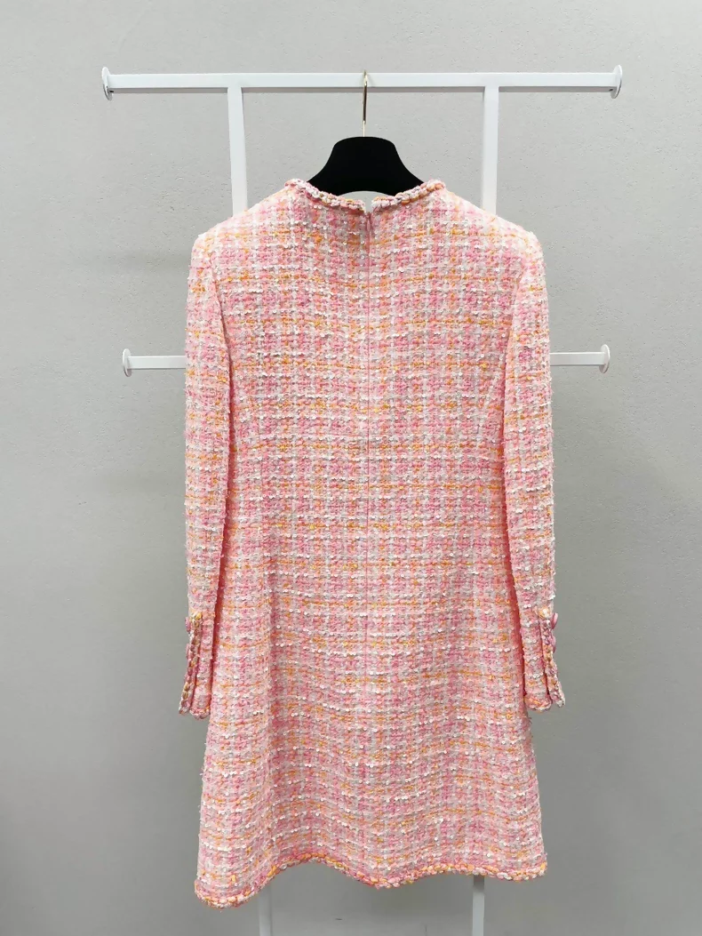 Chanel 19C Pink orange white Tweed Dress - Image 2
