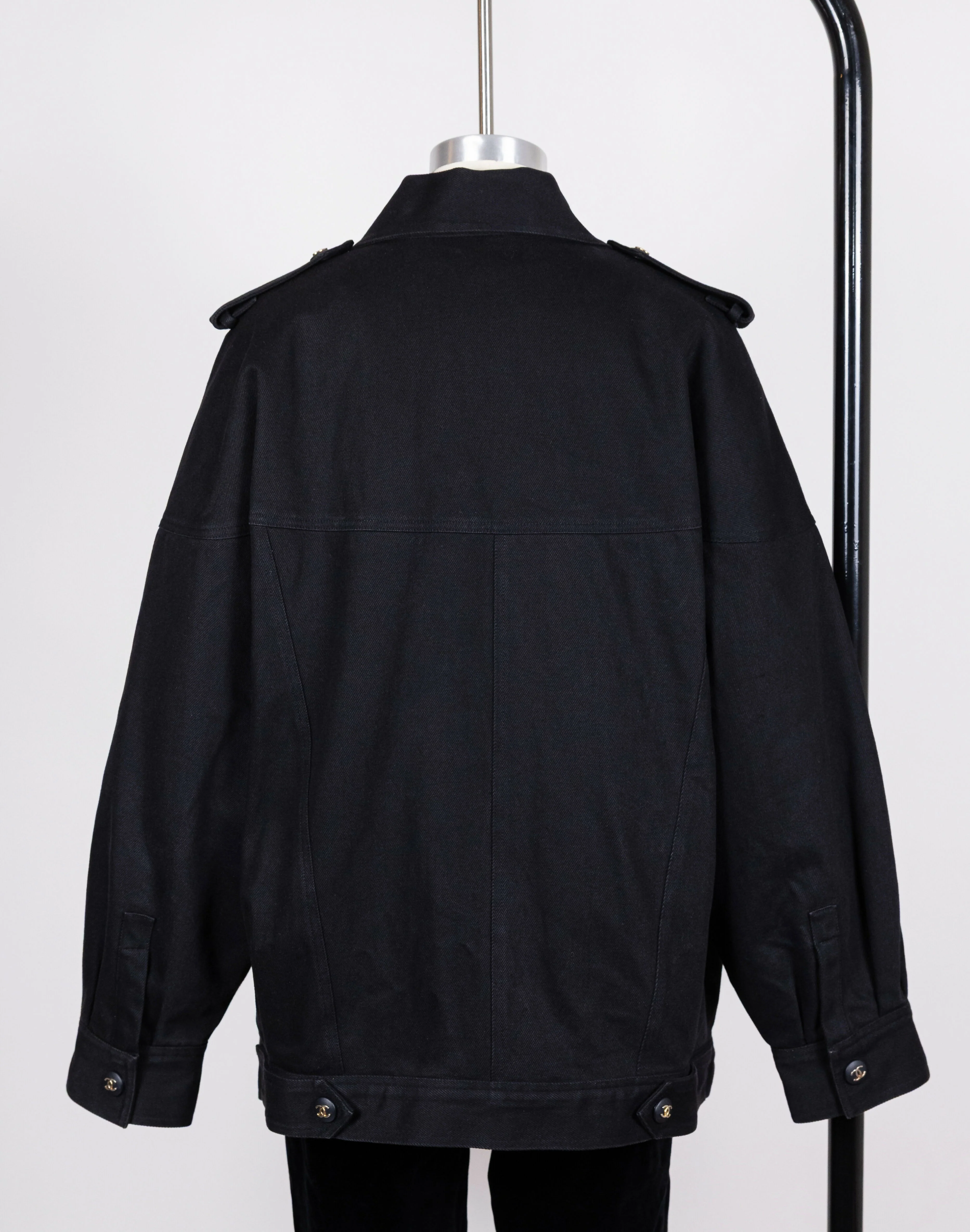 Chanel 1990s Vintage Black Denim Jacket - Image 2