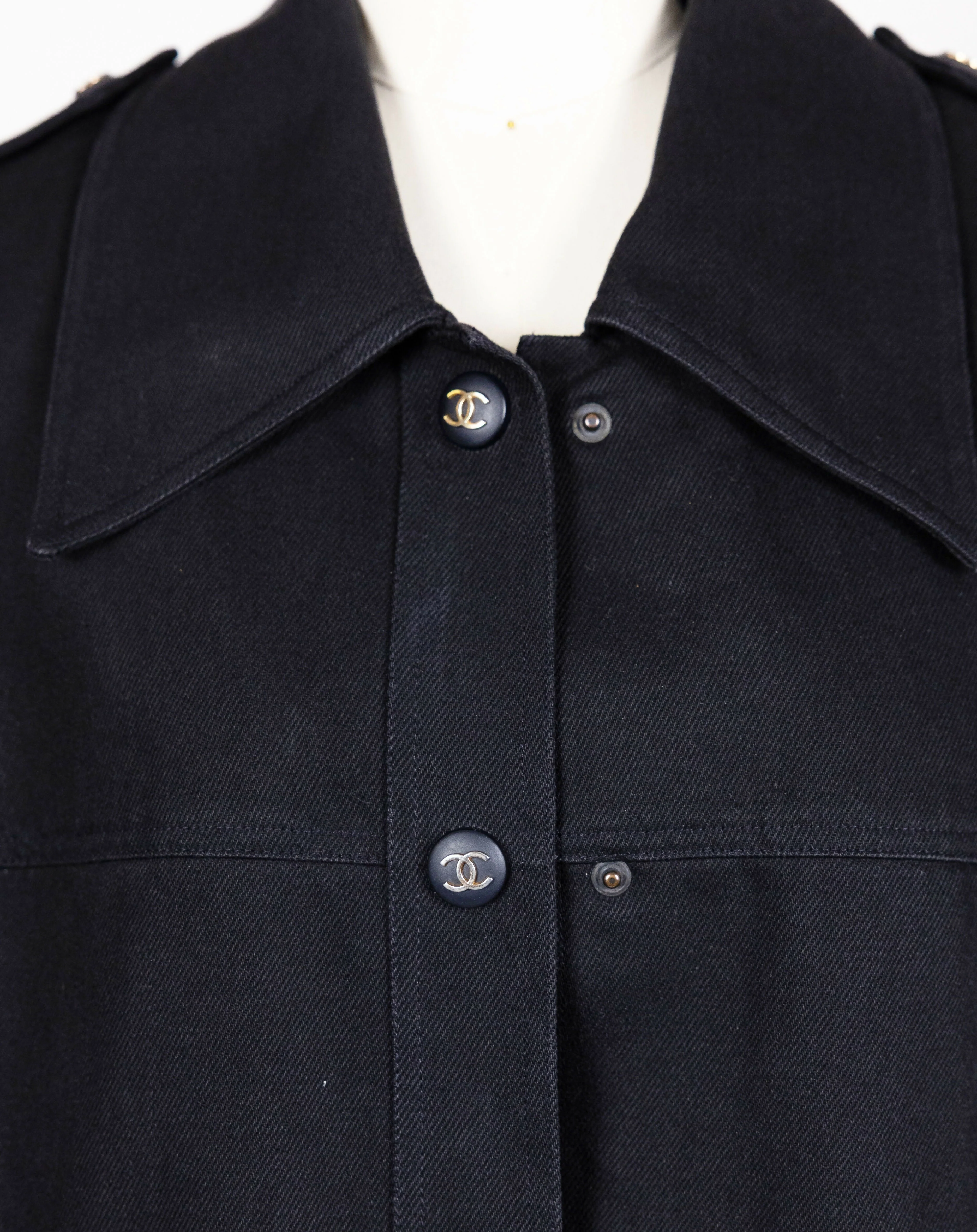 Chanel 1990s Vintage Black Denim Jacket - Image 3