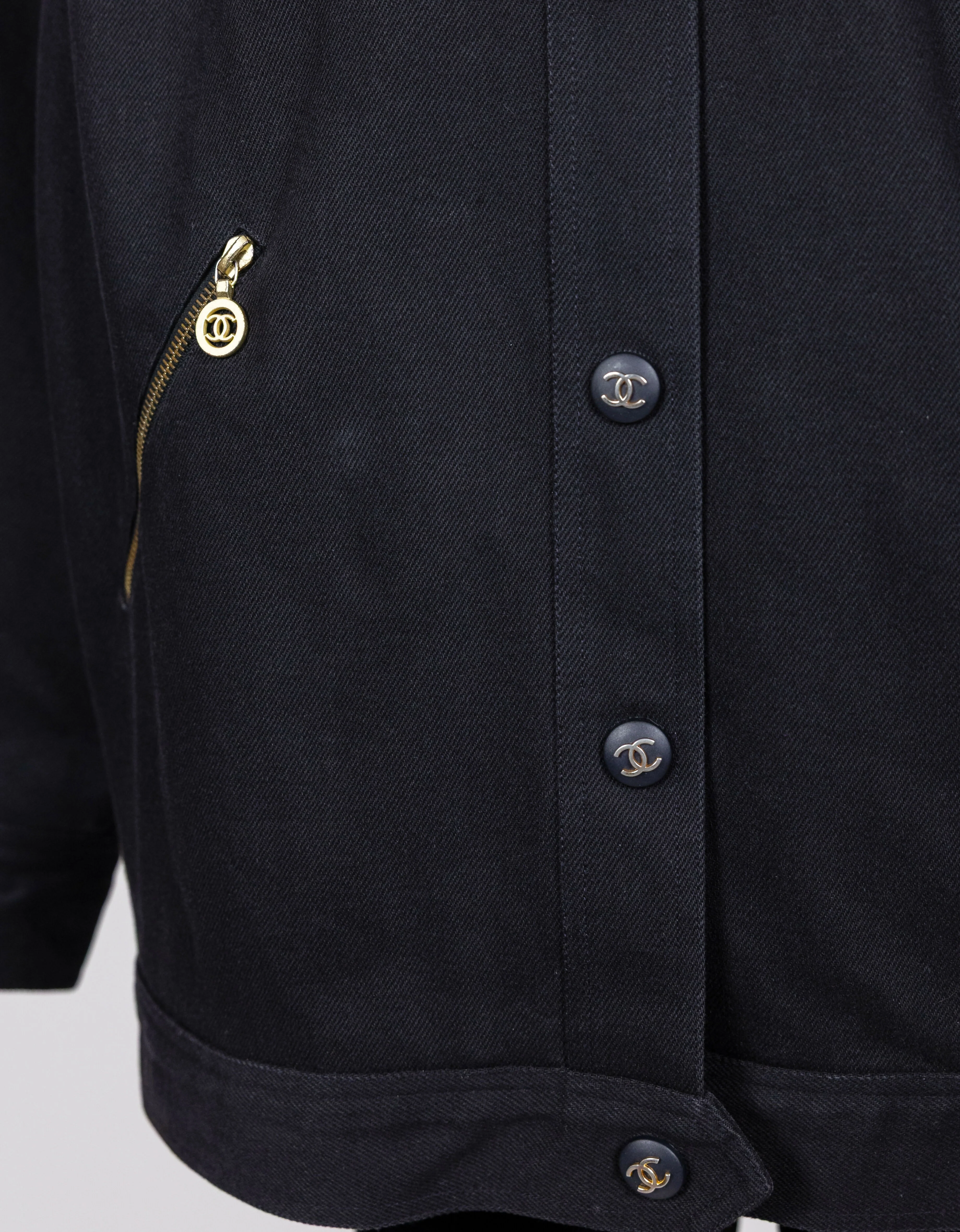 Chanel 1990s Vintage Black Denim Jacket - Image 7