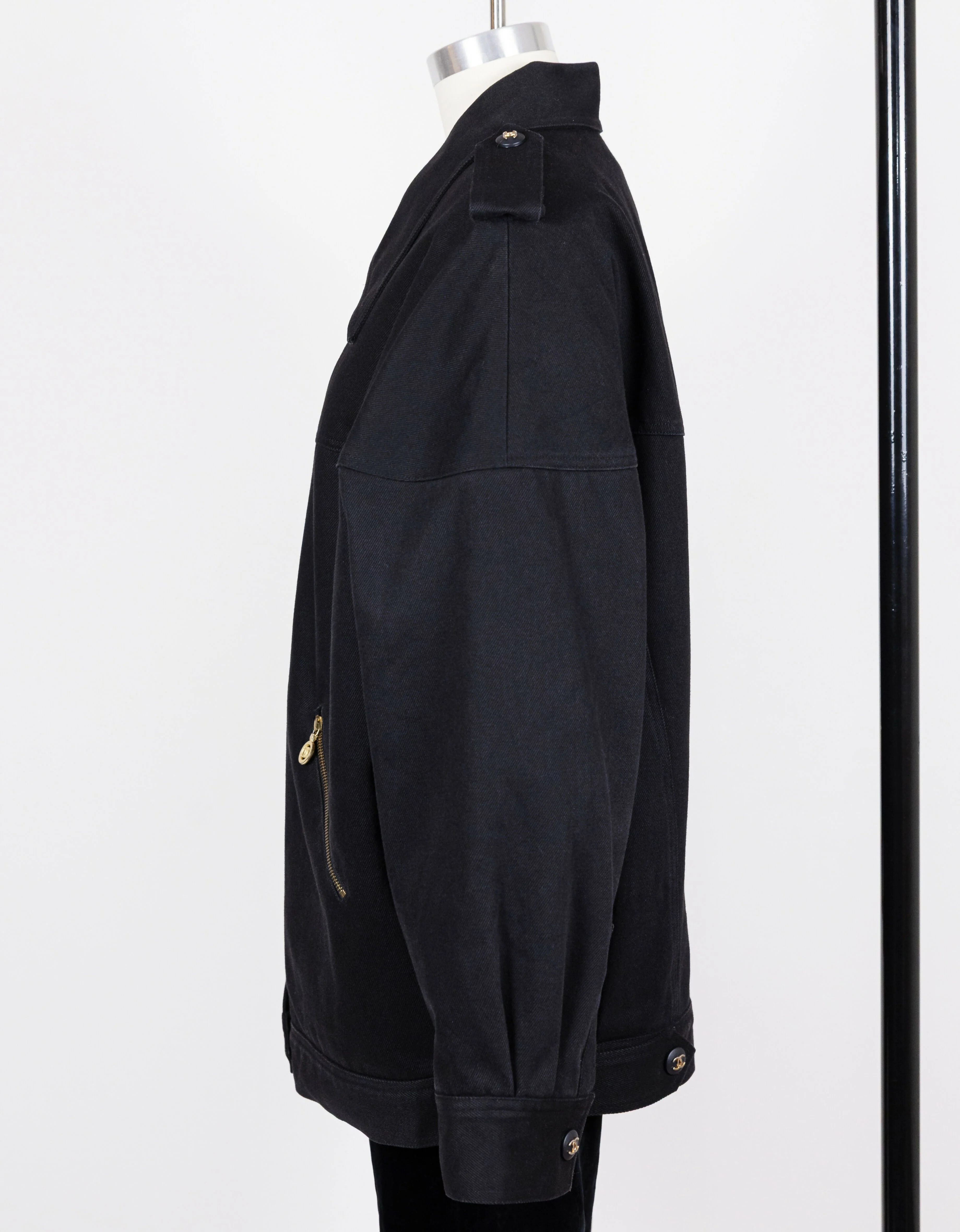 Chanel 1990s Vintage Black Denim Jacket - Image 8