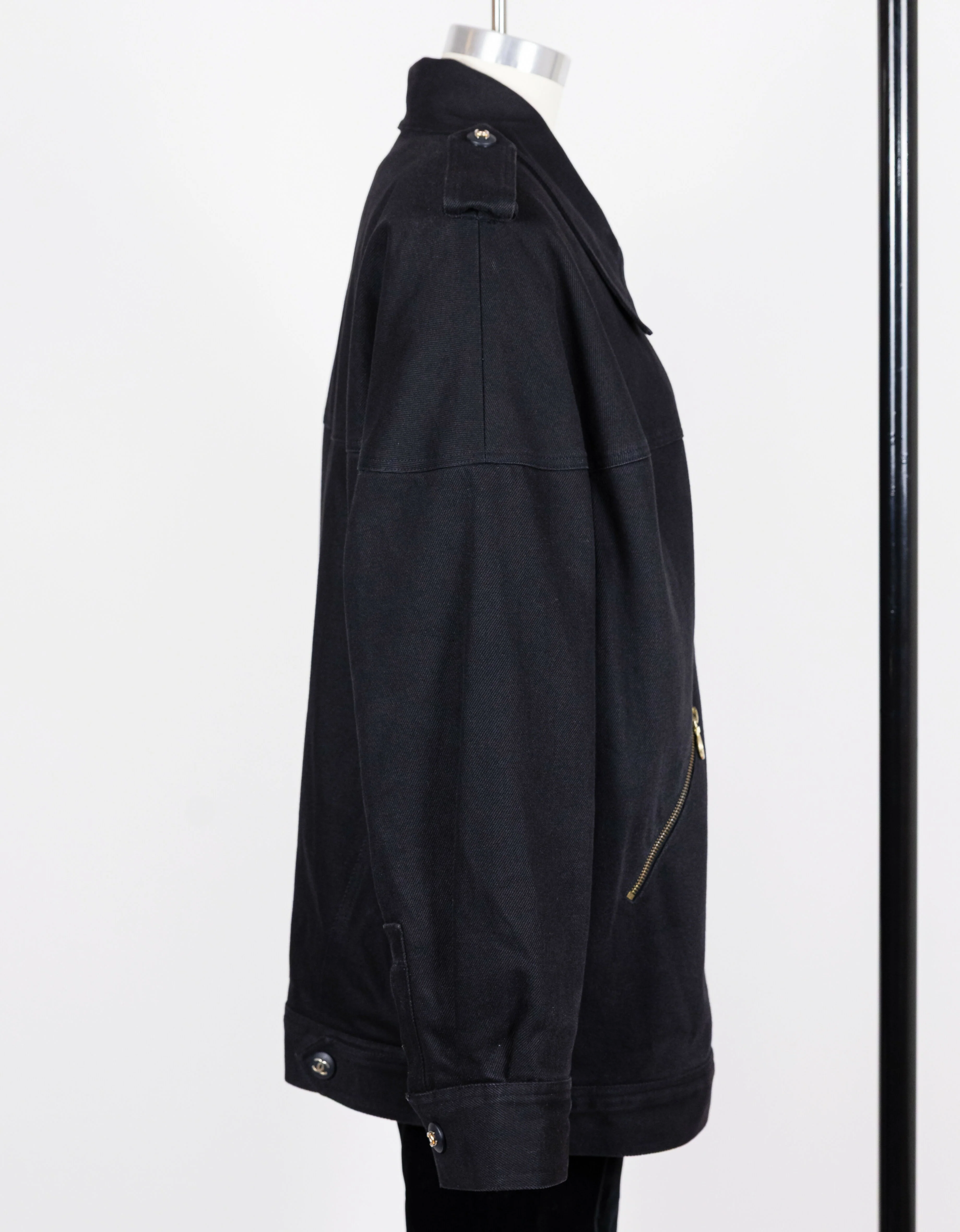 Chanel 1990s Vintage Black Denim Jacket - Image 9