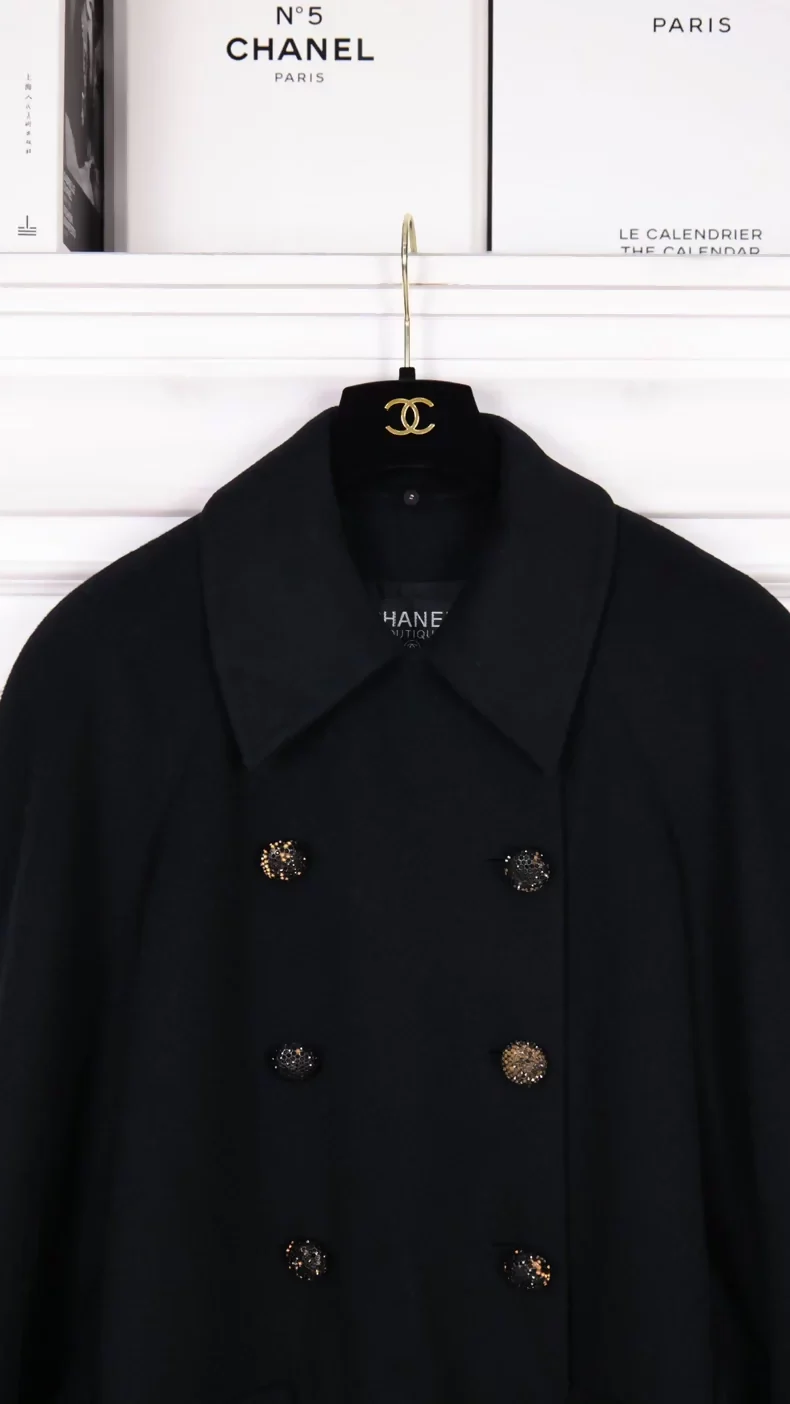 Chanel 1991 Black Wool Coat - Image 2