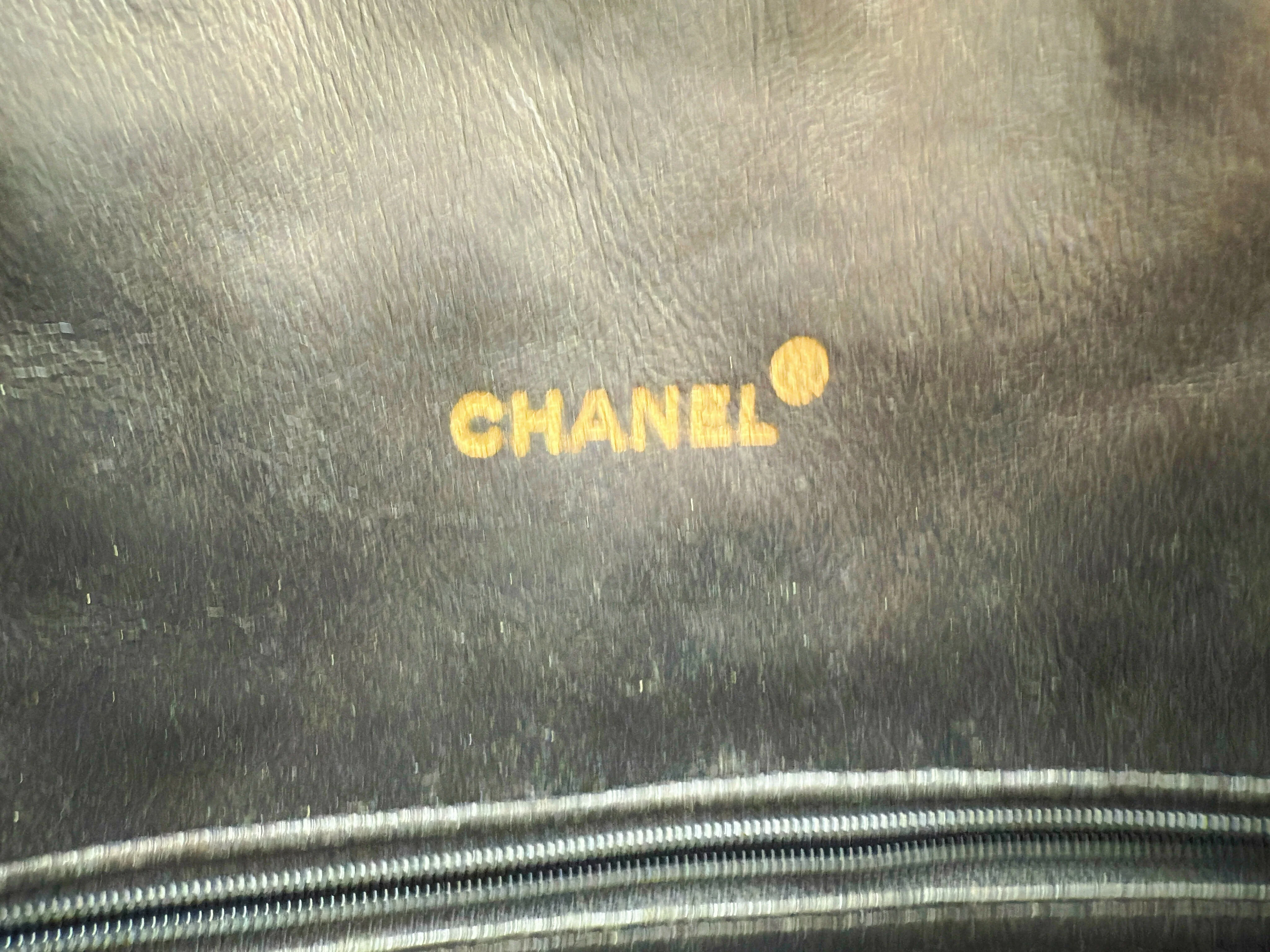 Chanel 1992 Half Moon Top Handle Bag – Black Tweed & Leather with Gold Hardware - Image 12