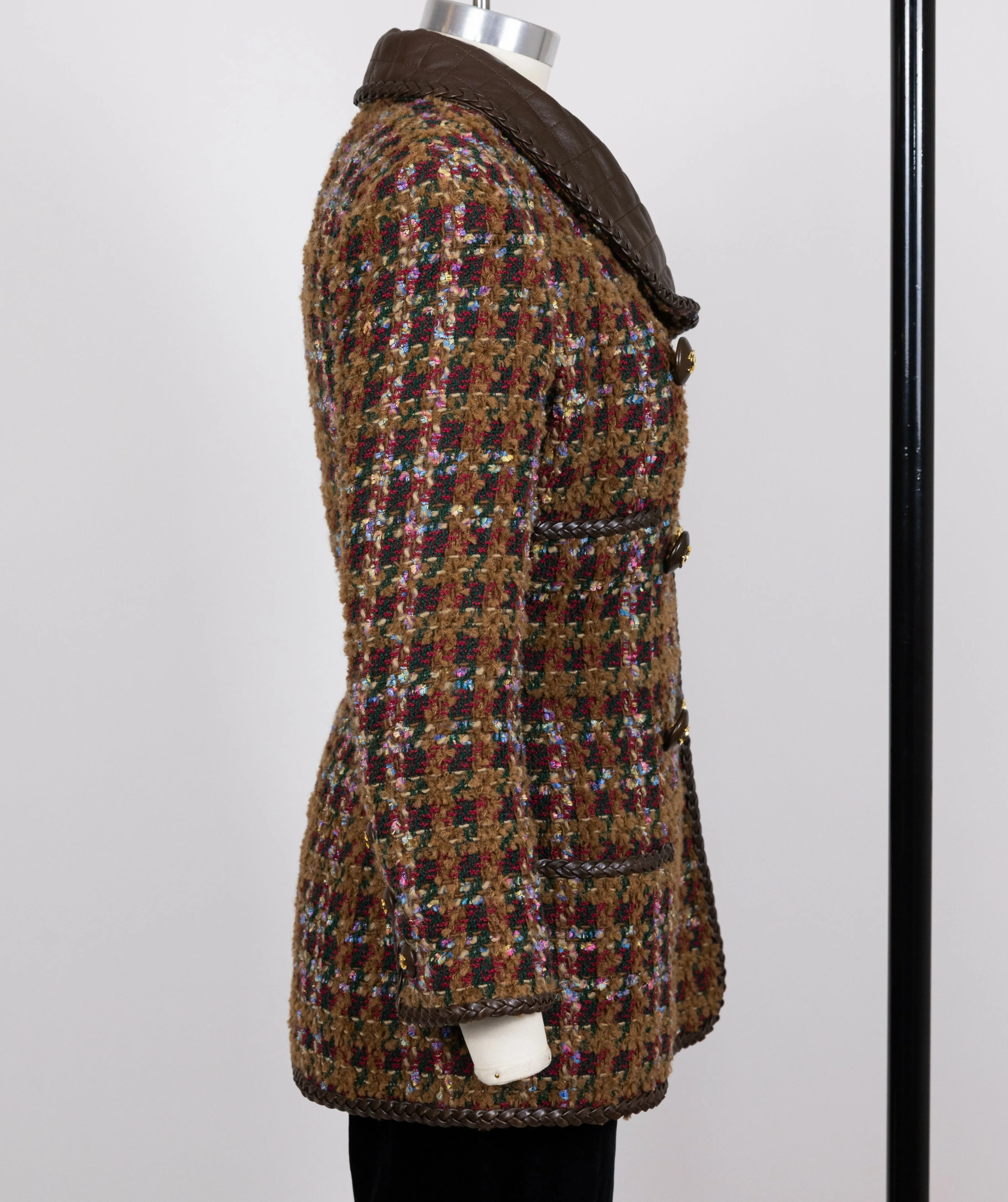 Chanel 1992 Spring/Summer Vintage Brown Tweed and Leather Jacket - Image 2