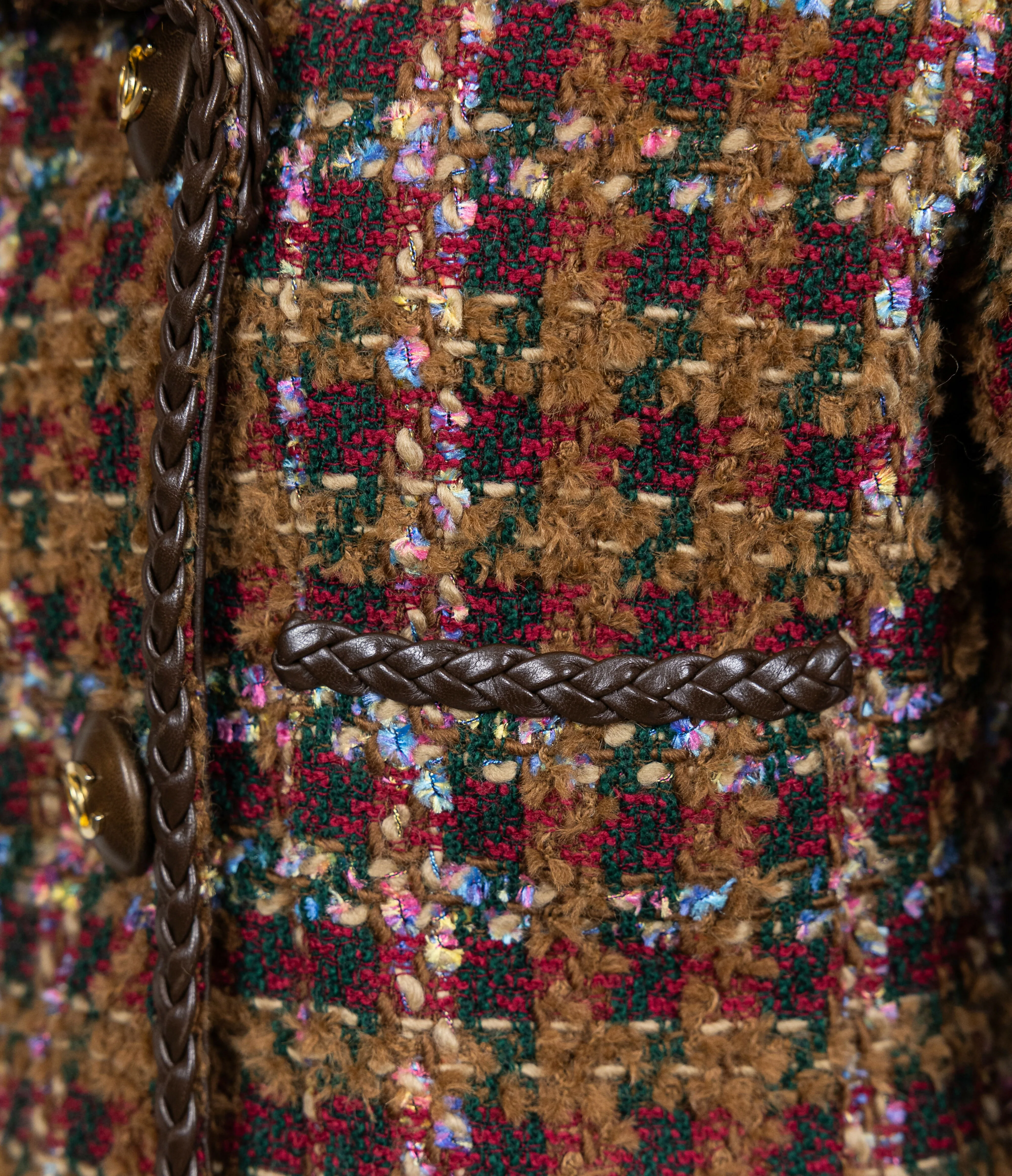 Chanel 1992 Spring/Summer Vintage Brown Tweed and Leather Jacket - Image 6