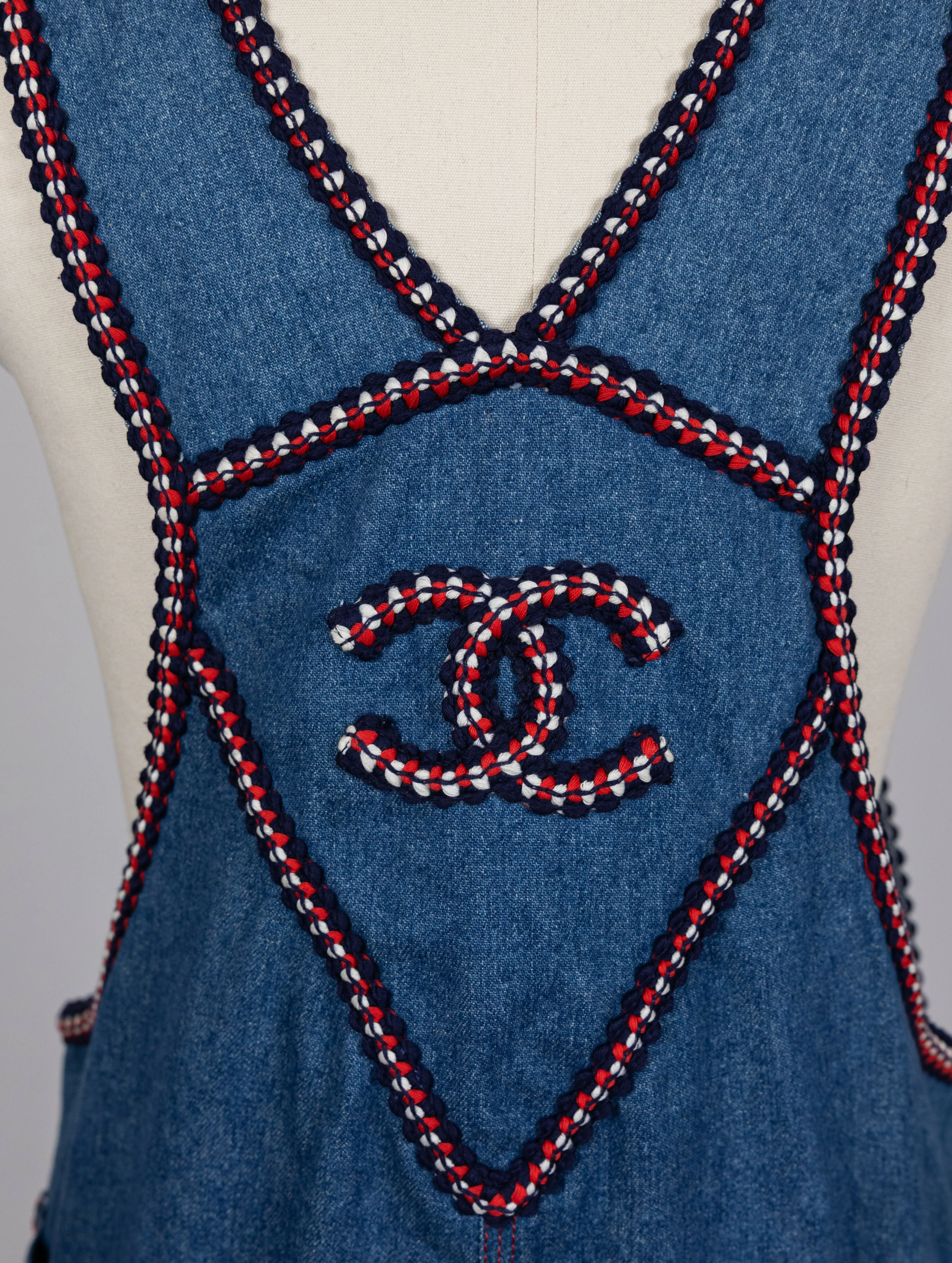 Chanel 1993 Fall/Winter Vintage Braided Logo Overalls - Image 3