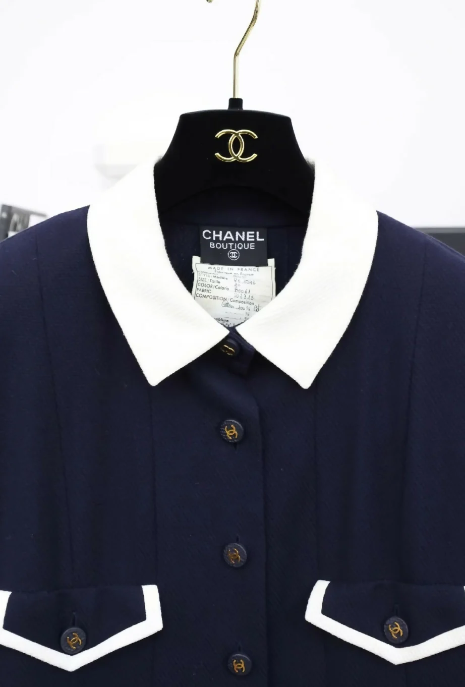 Chanel 1993 Navy Blue Four-Pocket Lapel Maxi dress - Image 3